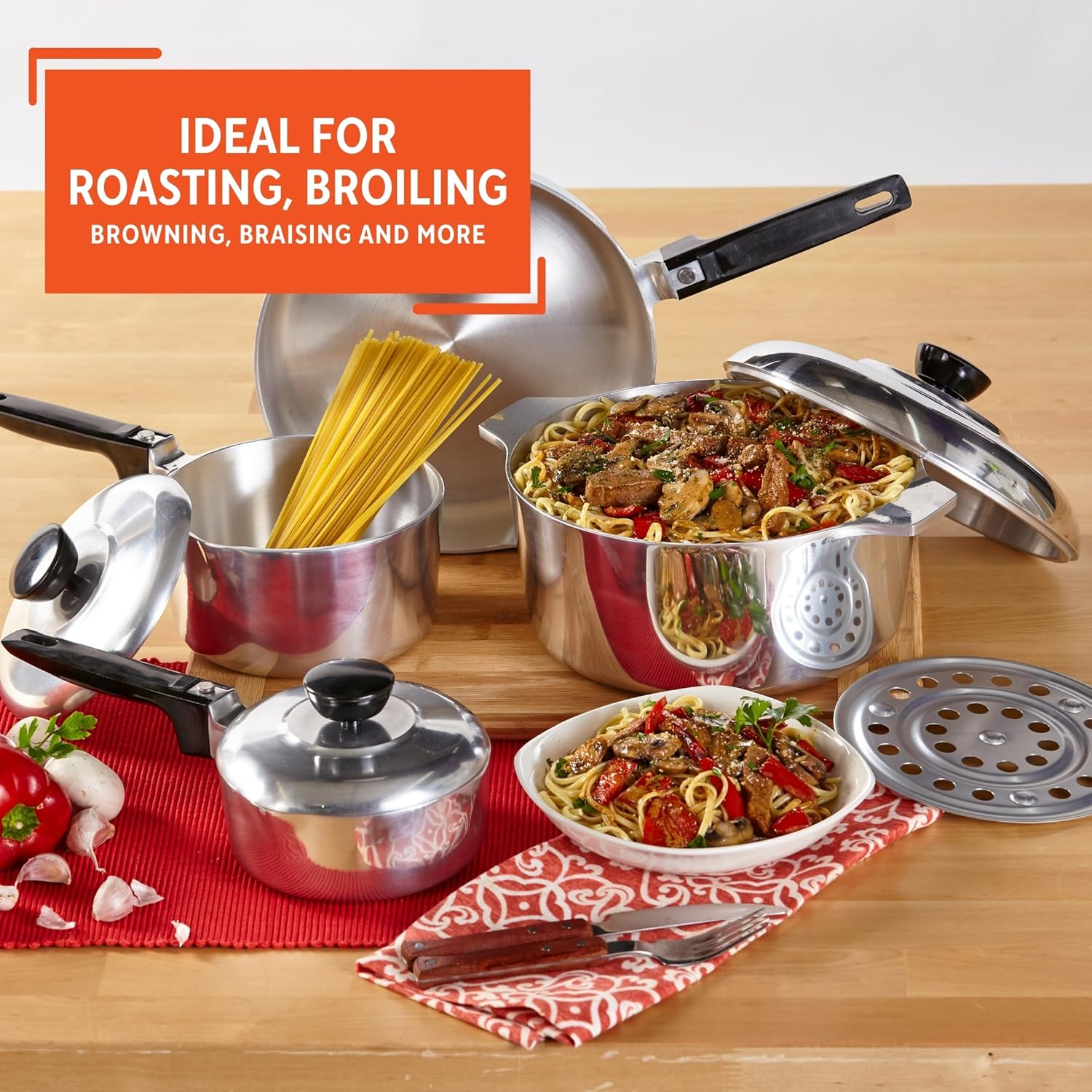 IMUSA USA IMU-89304 Heavy Duty 8-Piece Cast Aluminum Cajun Cookware Set, Silver image number 4