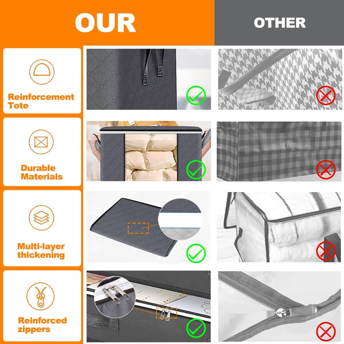 Clothes Storage, under Bed Storage, Two Thickened Sizes Clothing & Closet Storage, Large Capacity Can Hold Quilts, Bed Linen, Clothes, Trousers (6 PCS)