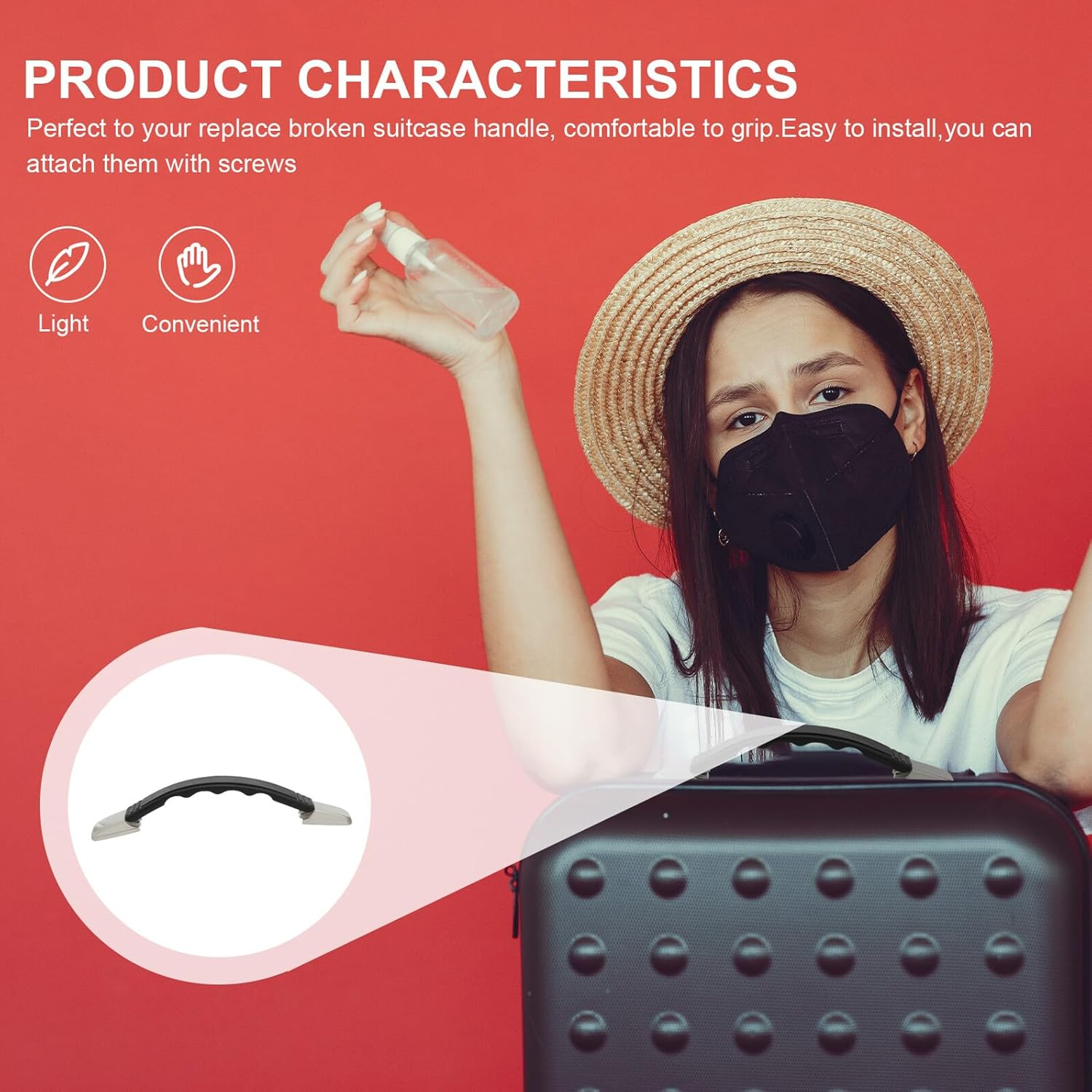 CALLARON Replacement Luggage Case Handle for Travel Suitcase Small Lightweight Carrying Grip with Easy Installation Fits Suitcases Boxes and Cases Comfortable Grip for Travel Gear image number 6