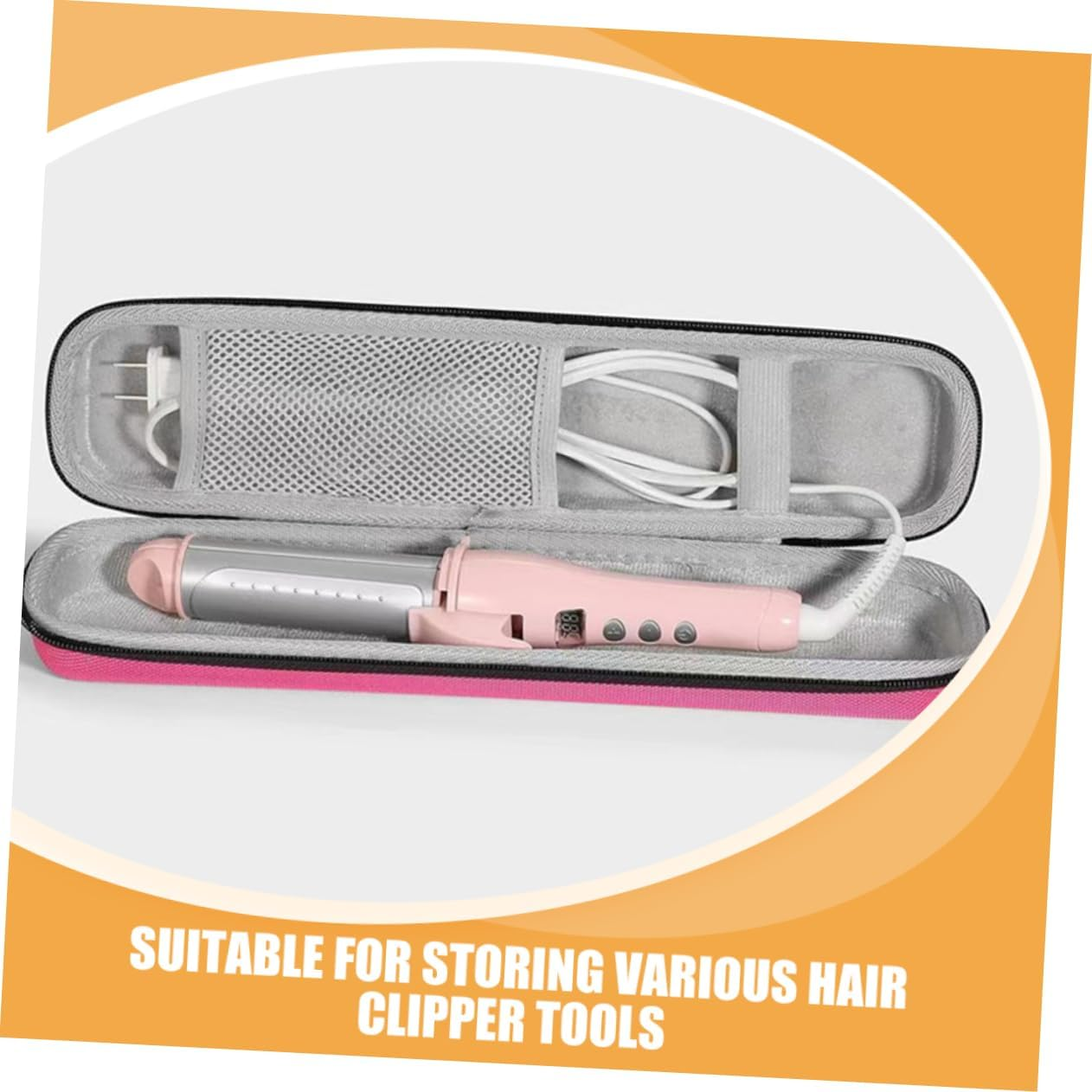 DECOMELODY Hair Straightener Storage Bag Curling Iron Organizer Hard Case for Travel Heat Resistant Properties image number 5