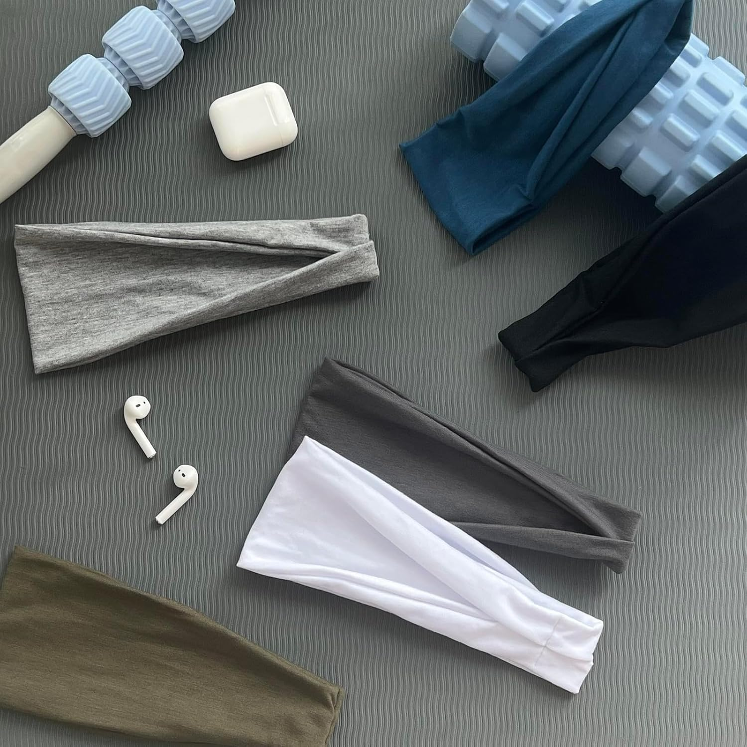 Weidllys Headbands for Women Men, 6-Pack Wide Non-Slip Stretchy Hair Bands, 4 Inch Fabric Sweatbands for Yoga, Workout, Sports, Fashion, Black White Grey image number 1