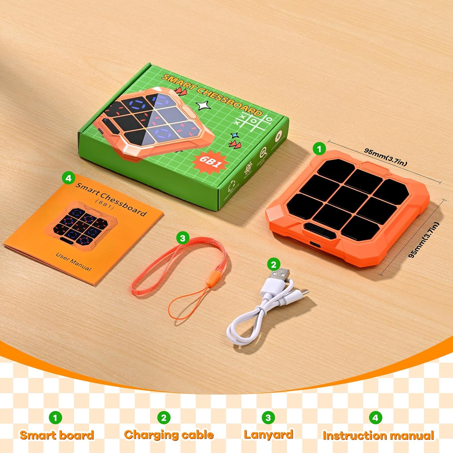 Blueswan 6 in 1 Tic-Tac-Toe Handheld Game, Rechargeable Memory & Brain Puzzle Games Console, Electronic Board Games Fidget Toys for Kids Ages 4-12, Portable Travel Activities Queue Time image number 5