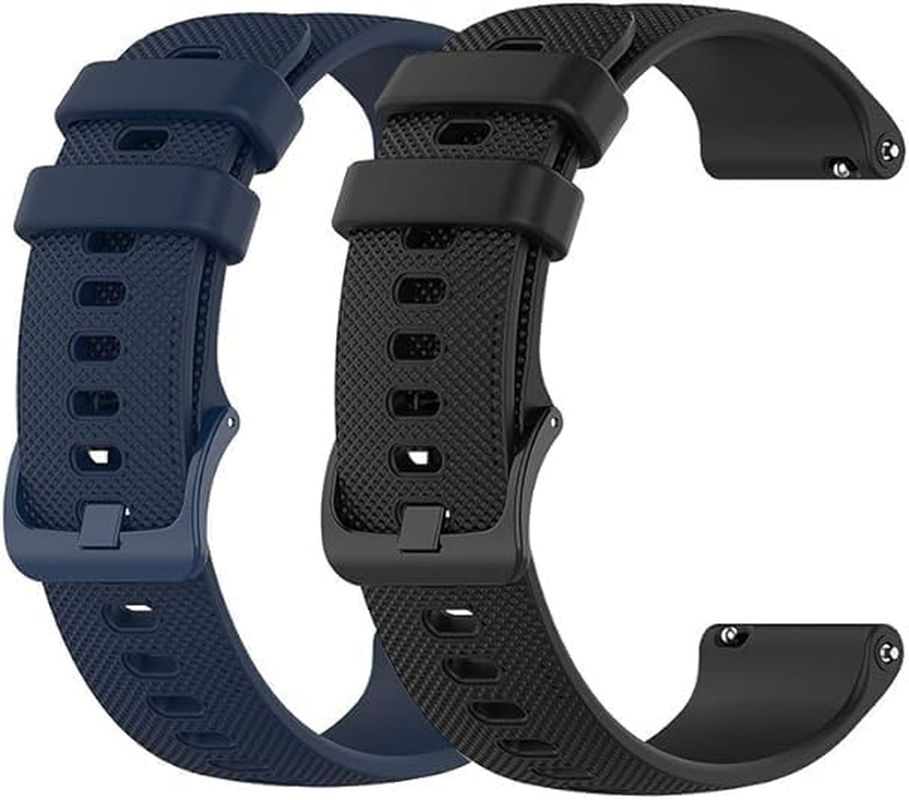 2 Pack 22Mm Silicone Watch Band for Garmin Venu 2/Forerunner 255/Active - Also Fits All 22Mm Flat-End Watches - Quick Release Sport Strap Replacement (Black/Navy Blue)