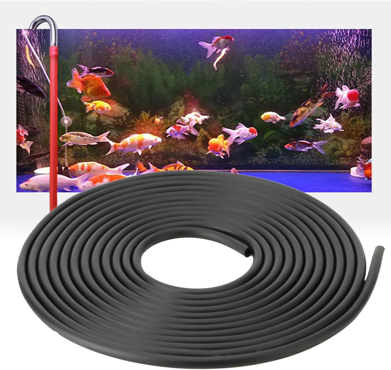 5M Sturdy Silicone Aquarium Air Pump Tube Oxygen Hose for Fish, Flexible and Colorful, for Fish, /Salt Water Environments (Black) image number 1