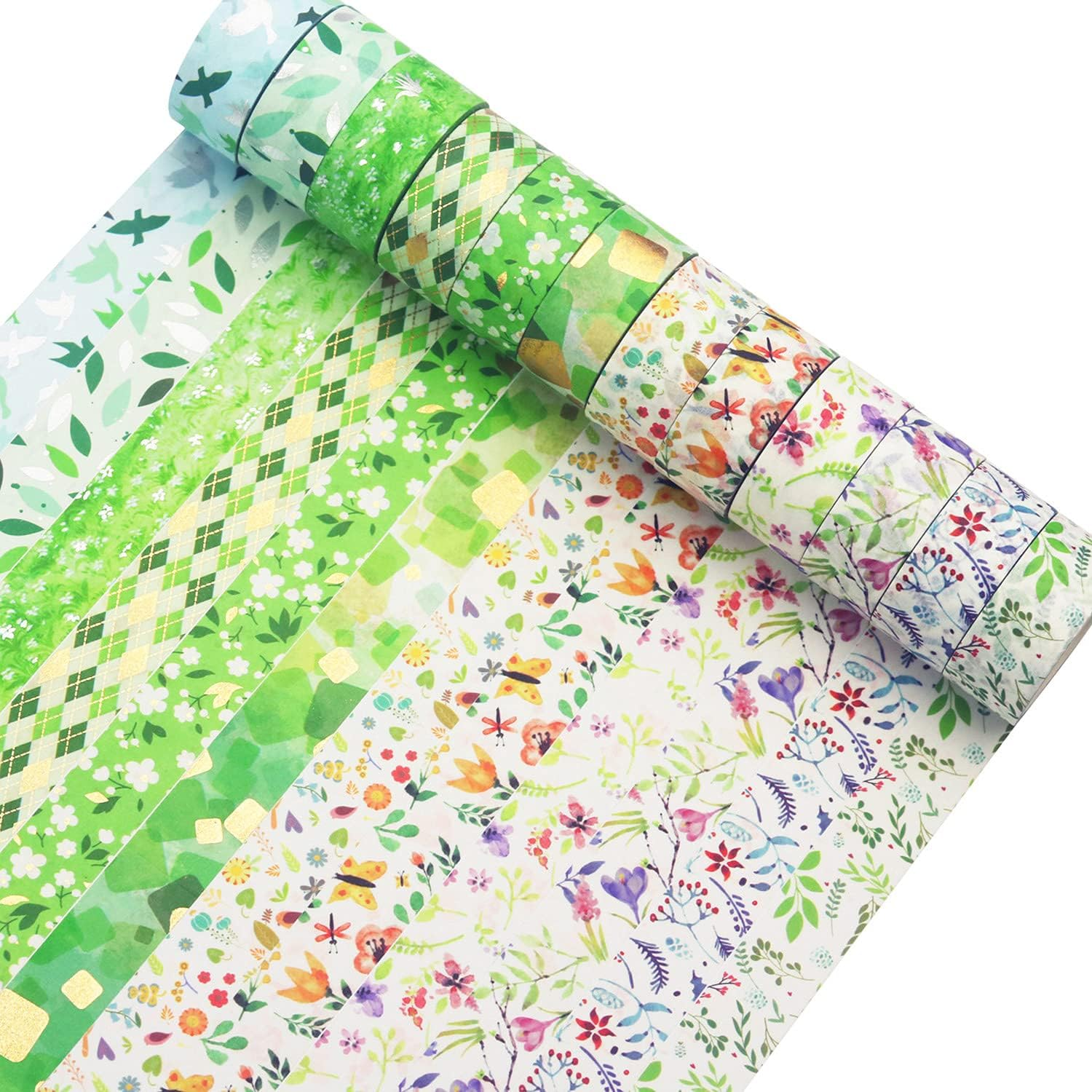 YUBX Gold Washi Tape Set VSCO Silver Decorative Tape for DIY Crafts, Bullet Journals, Planners, Scrapbooking, Wrapping 15Mm Wide (Spring 8) - Spring 8 image number 5