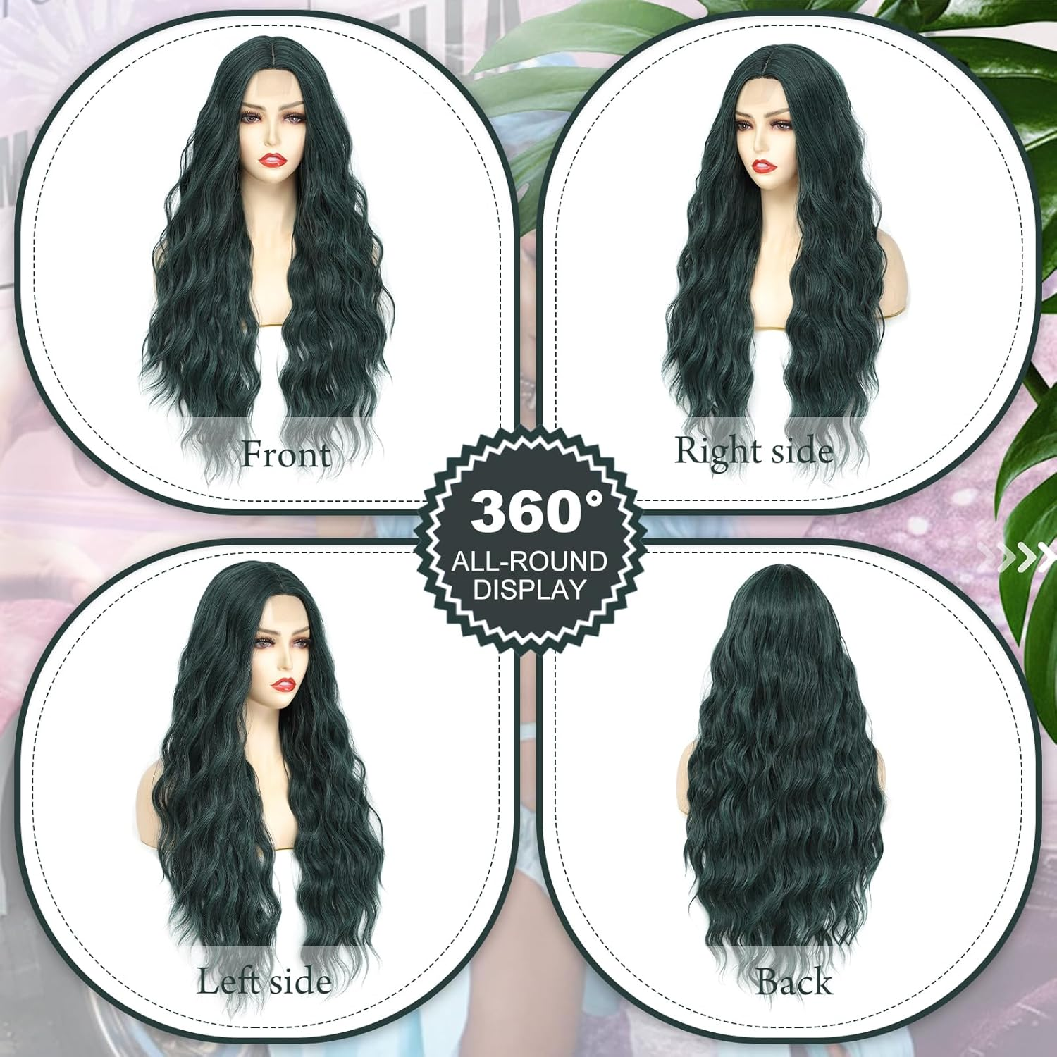 BUPPLER Cosplay Long Cyan Wig 28 Inch Middle Part Synthetic Wig Realistic Gifts Party Wigs for Women Daily Use Colourful Wigs (Cyan) - Blue image number 2