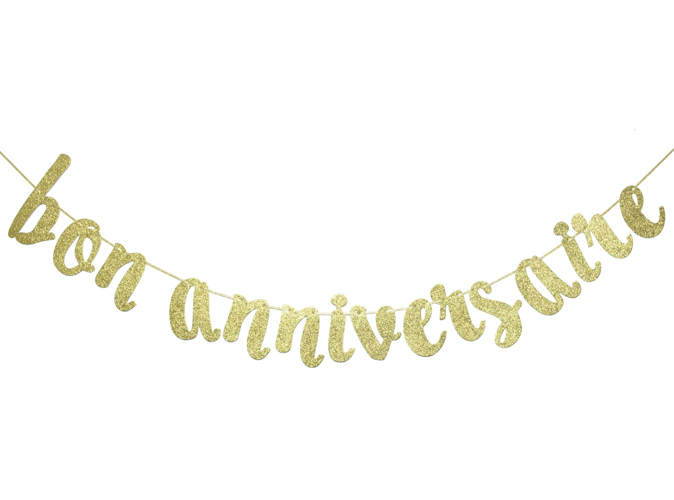 Bon Anniversaire Banner for Happy Birthday Party Decorations French Theme Sign Photo Backdrop (Gold Glitter) image number 1