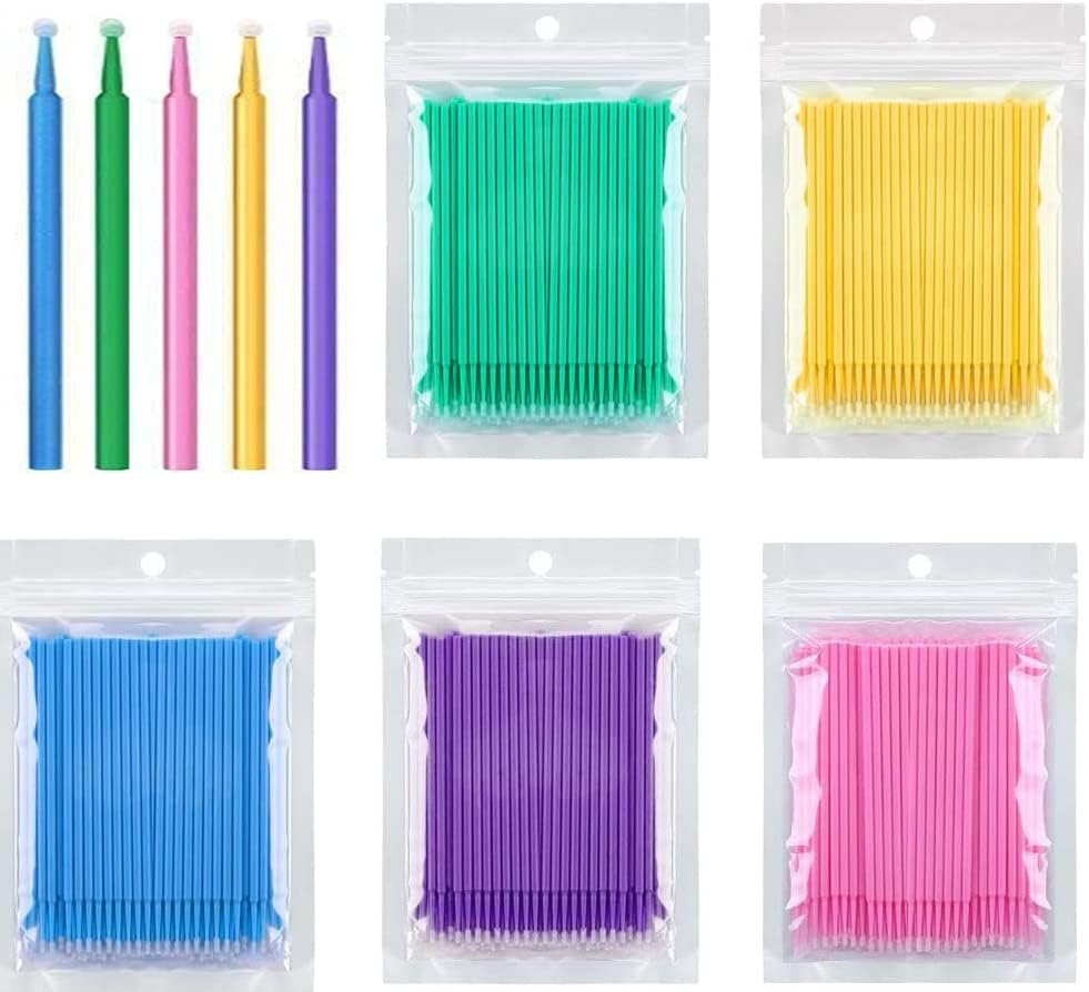500 PCS Disposable Micro Applicators Brush in 5 Colors, Eyelash Extension Individual Applicators Mascara Brush for Make up and Clean and Compatible and Personal Care image number 5