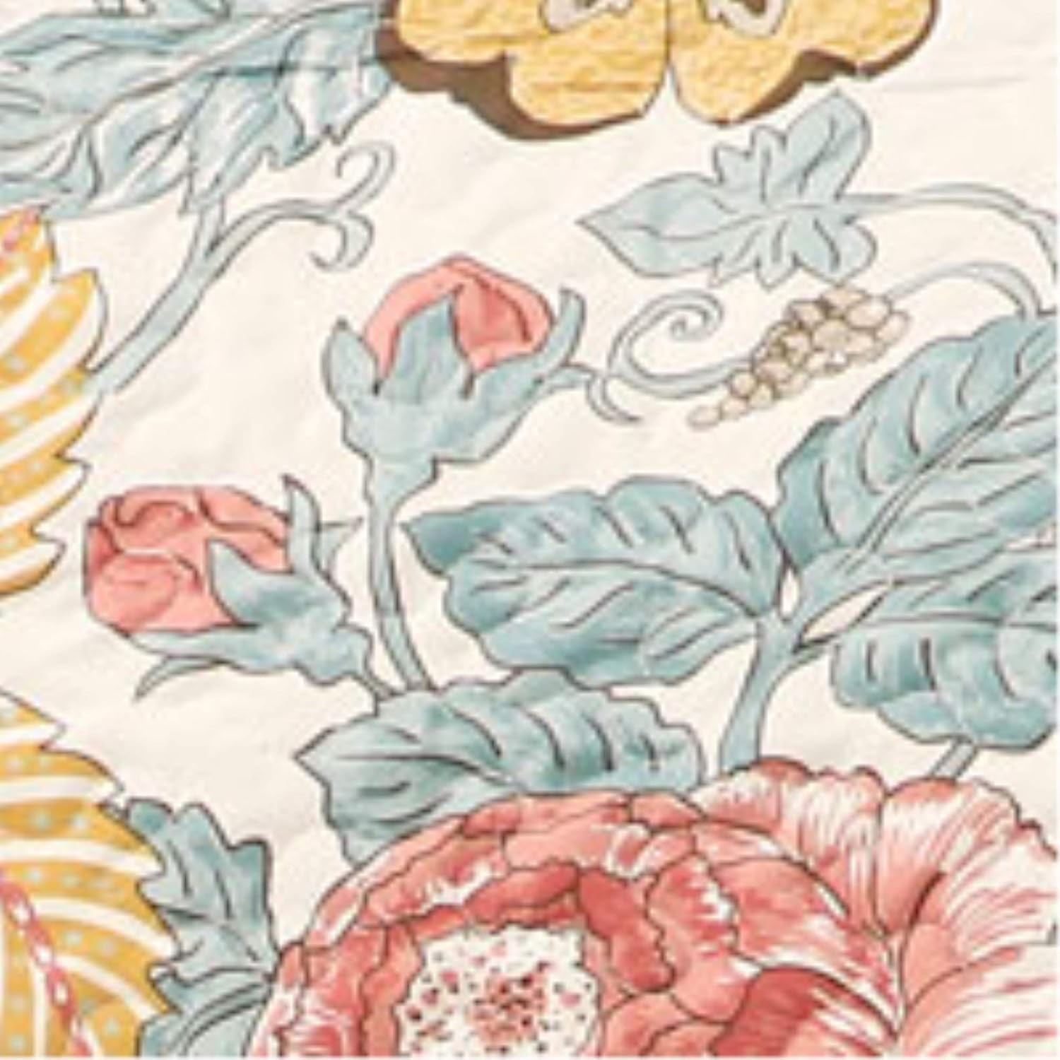 Lush Decor Sydney Furniture Protector, Arm Chair, 71" W X 75" L, Blue & Yellow - Flower Leaf Garden - Quilted Floral Chair Cover - Country Cottage Slipcover - Pet Protector for Chair image number 5