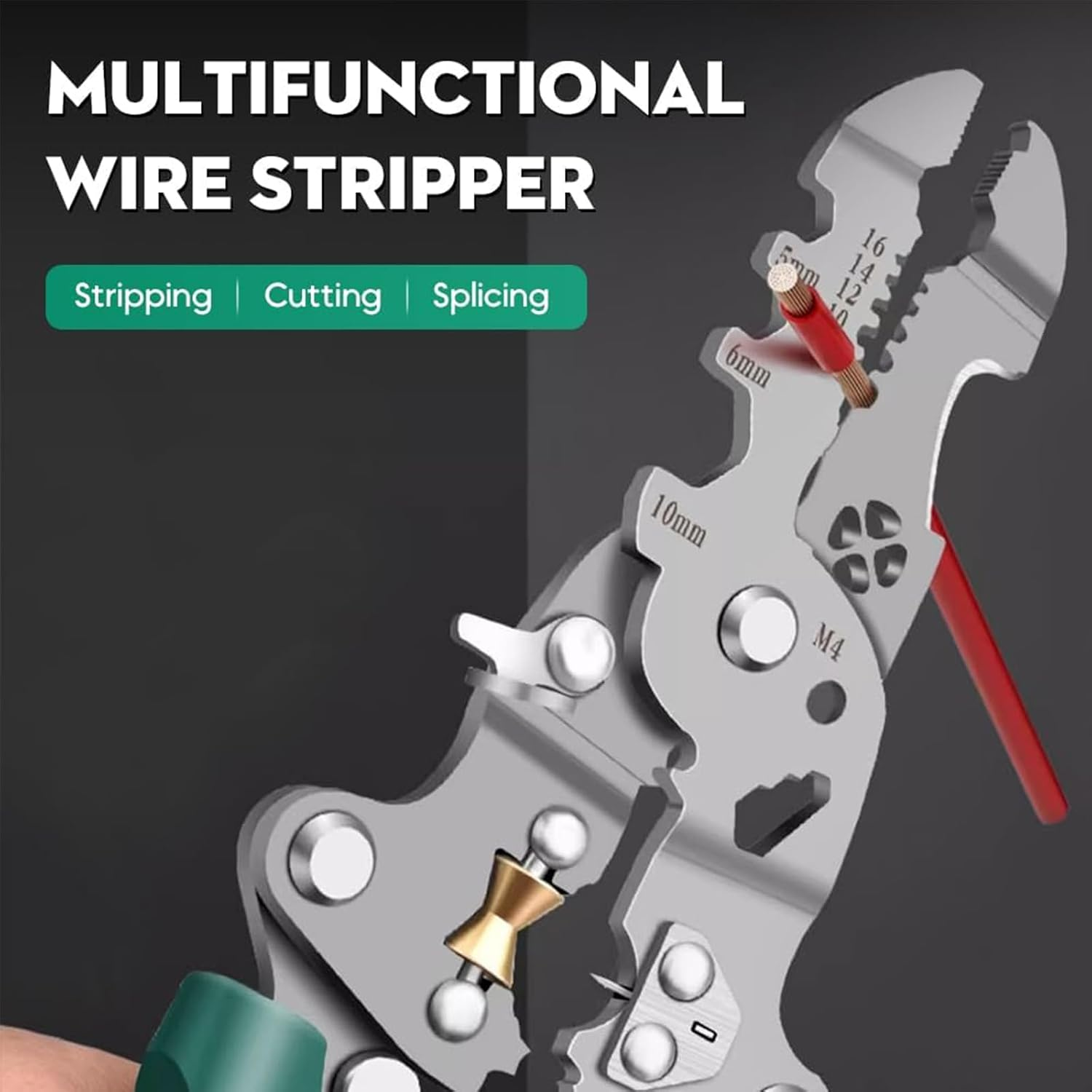Zalizr 18 in 1 Foldable Wire Stripper, Multifunctional Electrical Pliers for Cutting, Stripping, Crimping, Shearing, Portable Electrician Tool for Electric Cable, Wire image number 3