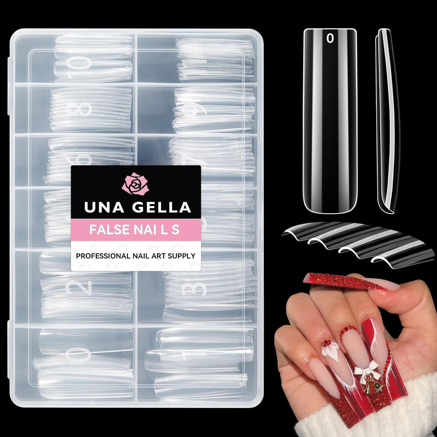 UNA GELLA Nail Tips Square Fake Gel Nails Tips 120 PCS No C Curve XXL Extra Long Full Cover Square Straight Curved Tapered Acrylic Nails for Press on Nail Extensions Salon Home DIY with Box image number 6