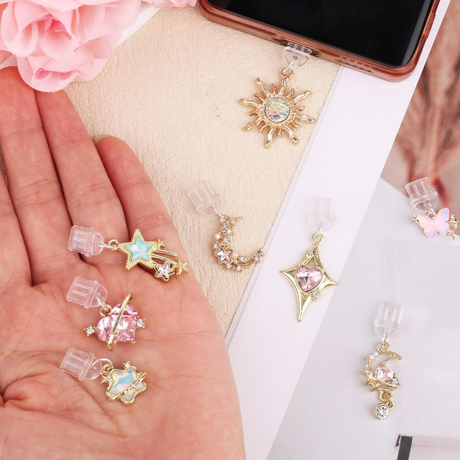 8Pcs Cute Dust Plug Charm Compatible with Kindle & Phone & Electronic Devices Type-C Charger Port, Fun Dust Plug Pendant for Electronic Devices Accessory image number 3