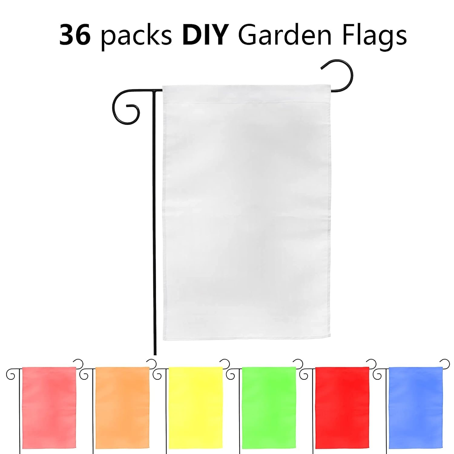 DEAYOU 36 Pack Sublimation Blank Garden Flags, DIY White Lawn Flags Polyester Banners for Outdoor, Courtyard, Party, Home, School, 12" X 18" image number 2