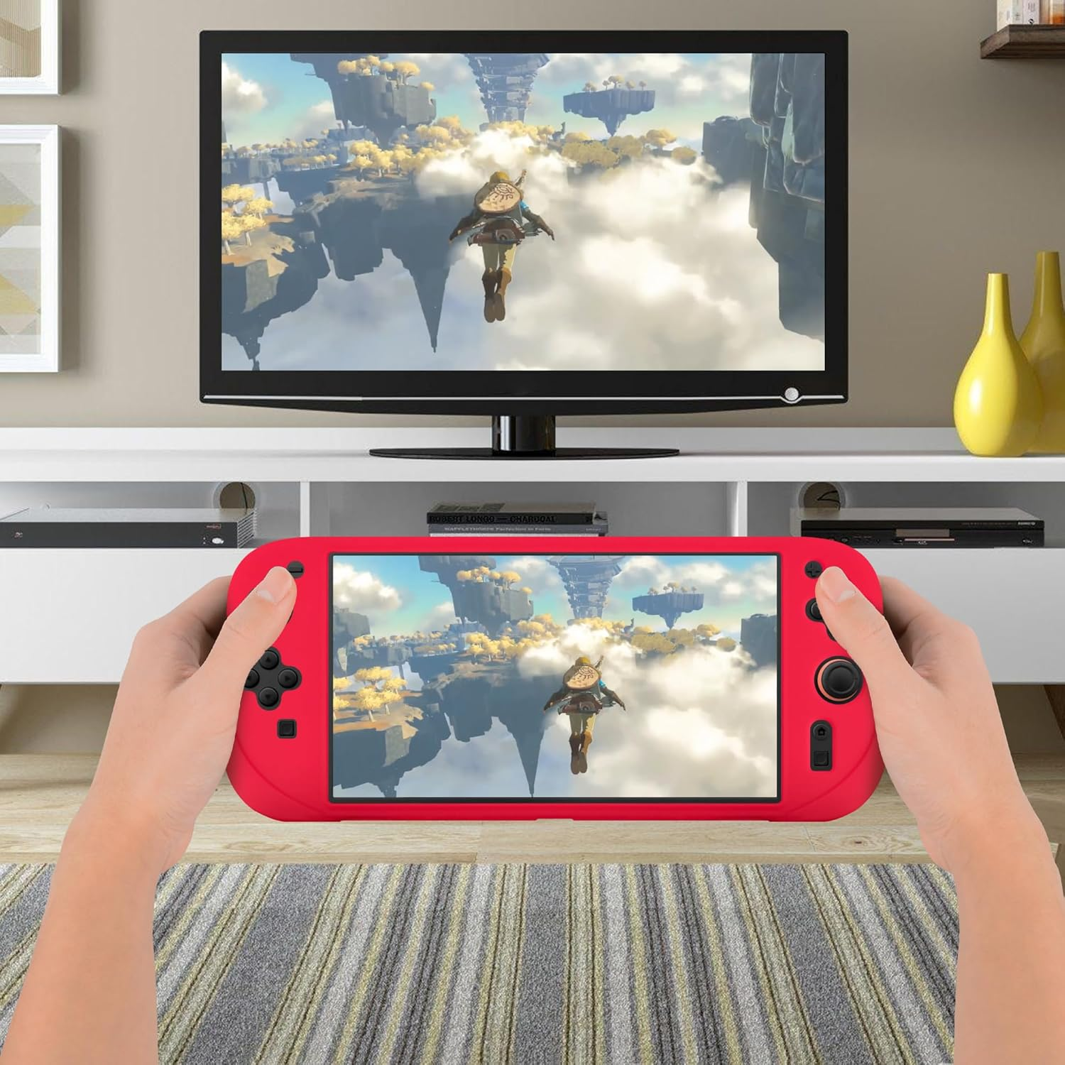 Geekria Silicone Protective Case Compatible with New Nintendo Switch 2, Split Design Shockproof Anti-Scratch Shell, Game Accessories (Red) image number 4