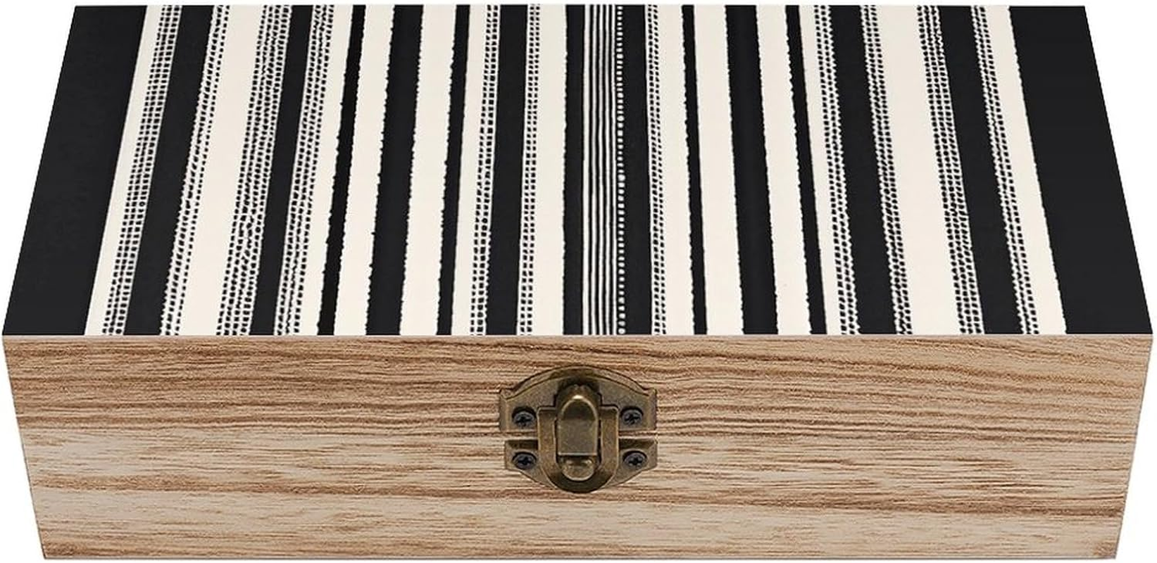 Stripes Wooden Box Wood Wedding Keepsake Boxes with Lids Small Decorative Boxes Lightweight Wooden Memory Storage Box for Crafts Keepsakes Jewelry Photo Letter Storage image number 2