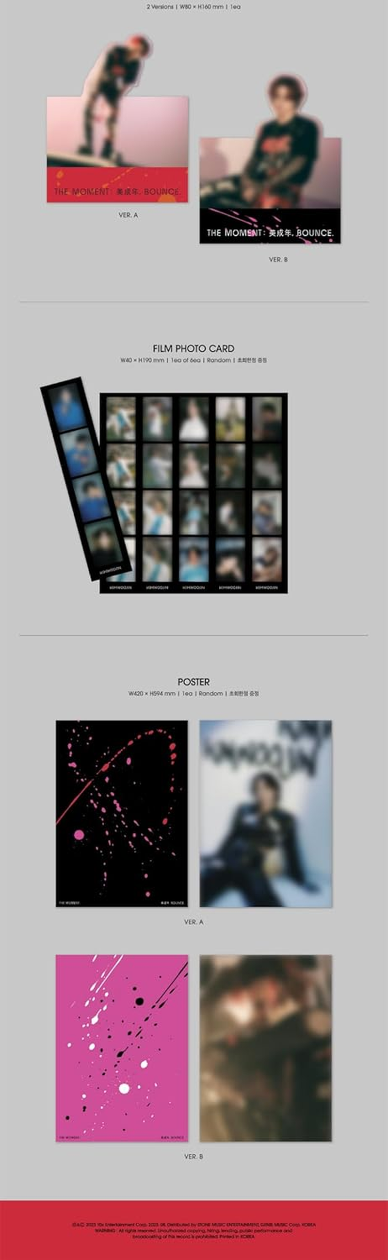 Kim Woojin the Moment : 美成年 Bounce 2Nd Mini Album B Version Cd+1P Poster+Photobook+2P Photocard+1P Folding Poster on Pack+3Ea Sticker+1P Message Card+2Ea Bookmark+1Ea Paper Figure+Tracking Sealed