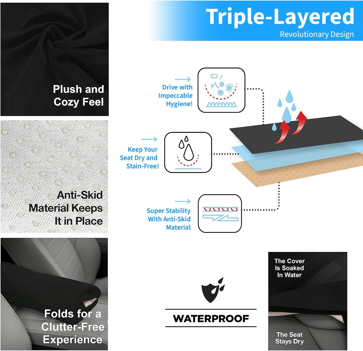 MAEZOE Waterproof Sweat Towel Seat Cover for Car Truck, Universal Fit Anti-Slip Bucket Seat Protector for Post Gym Workouts, Running, Swimming, Beach, and Hiking image number 1