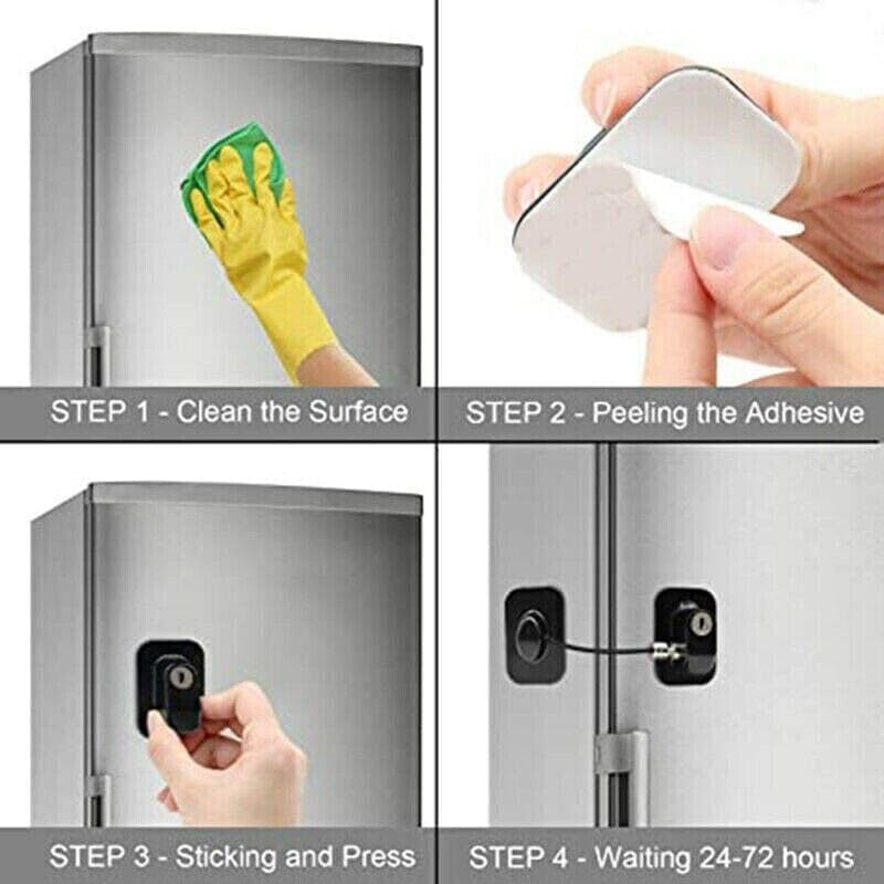 AIMALL Refrigerator Lock Fridge Cabinet Child Safety Window Door Drawer Latches W/Keys, Durable ABS and Stainless Steel Design image number 1