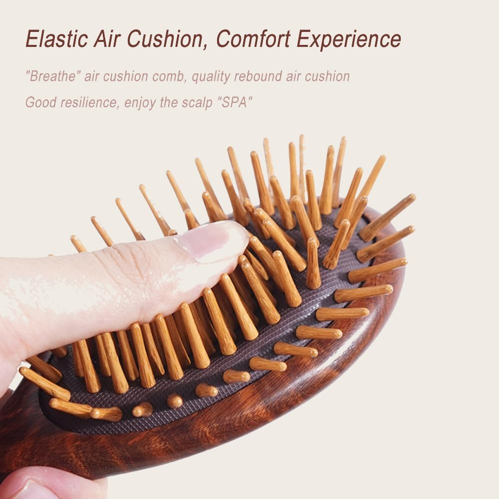 Hair Brush Wooden, Sandalwood Air Cushion Combs Eco Friendly for Scalp Massage -Anti-Static, No Hair Tangle image number 6