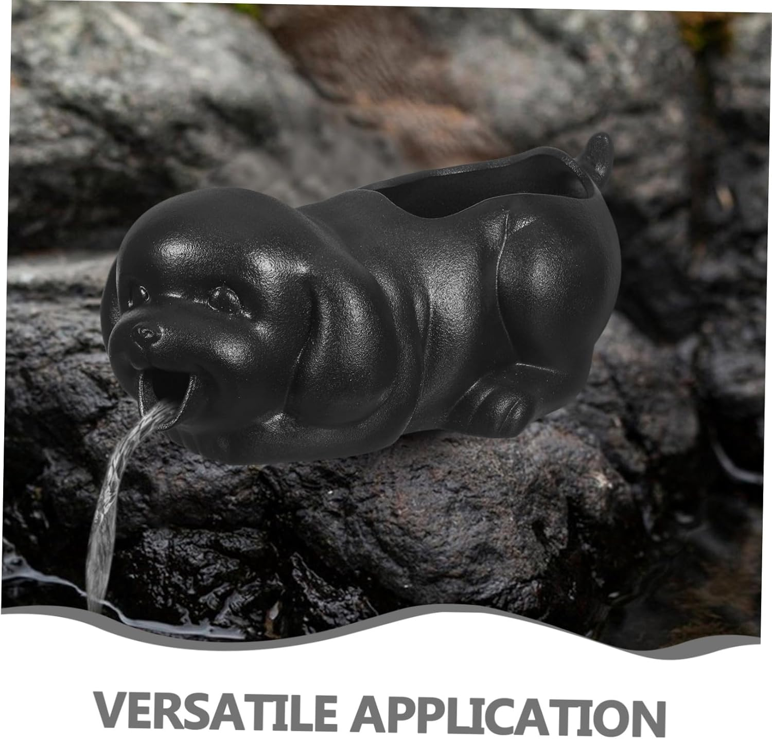 BESPORTBLE Ceramic Puppy Fountain Spitter for Outdoor Garden with Ancient Swamp Filtration Interactive Aquarium Decor Encouraging Fish Activity Water Purification Planter for Indoor And - Khaki image number 2