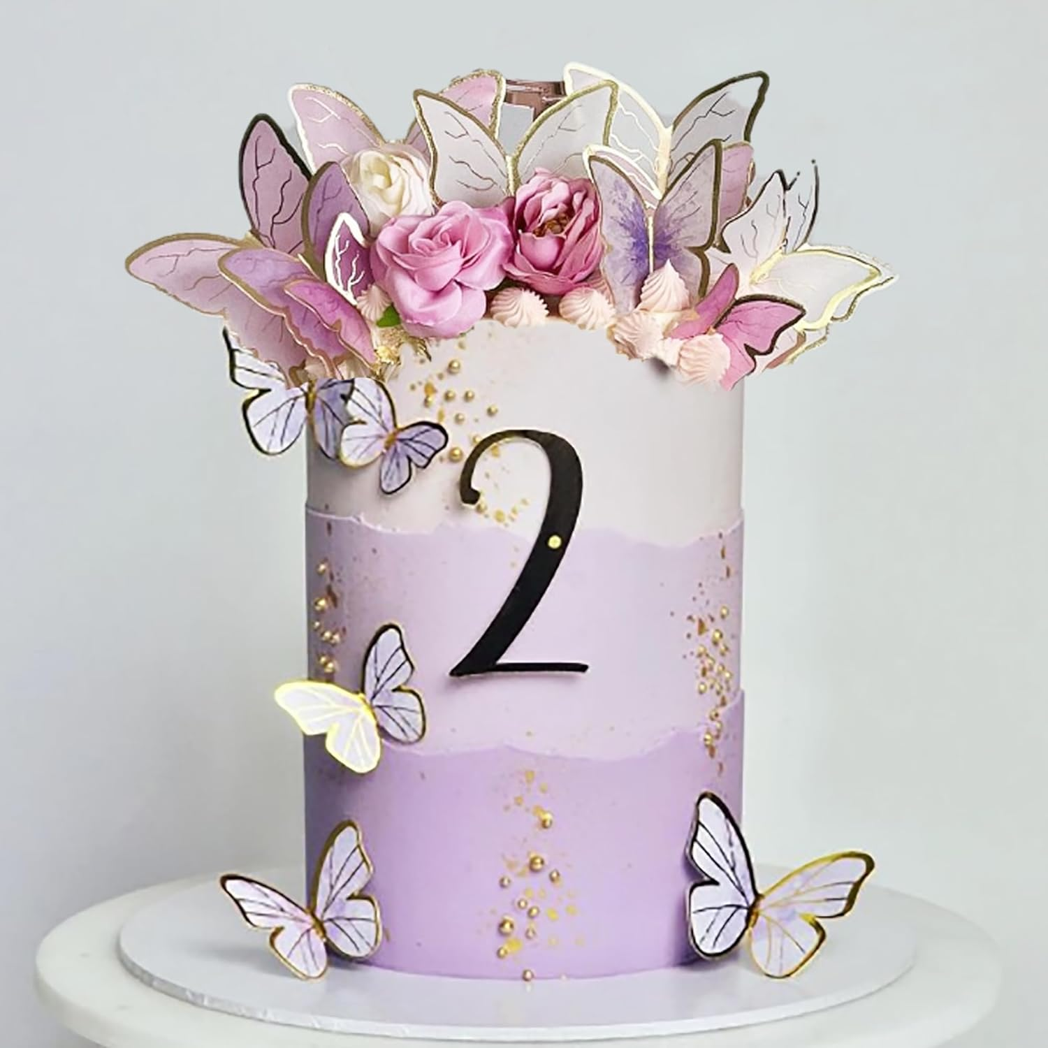 28 Pcs Butterfly Cake Topper Butterfly Cake Decorations with Artificial Flowers for Women Girls Birthday Anniversary Party Supplies image number 5