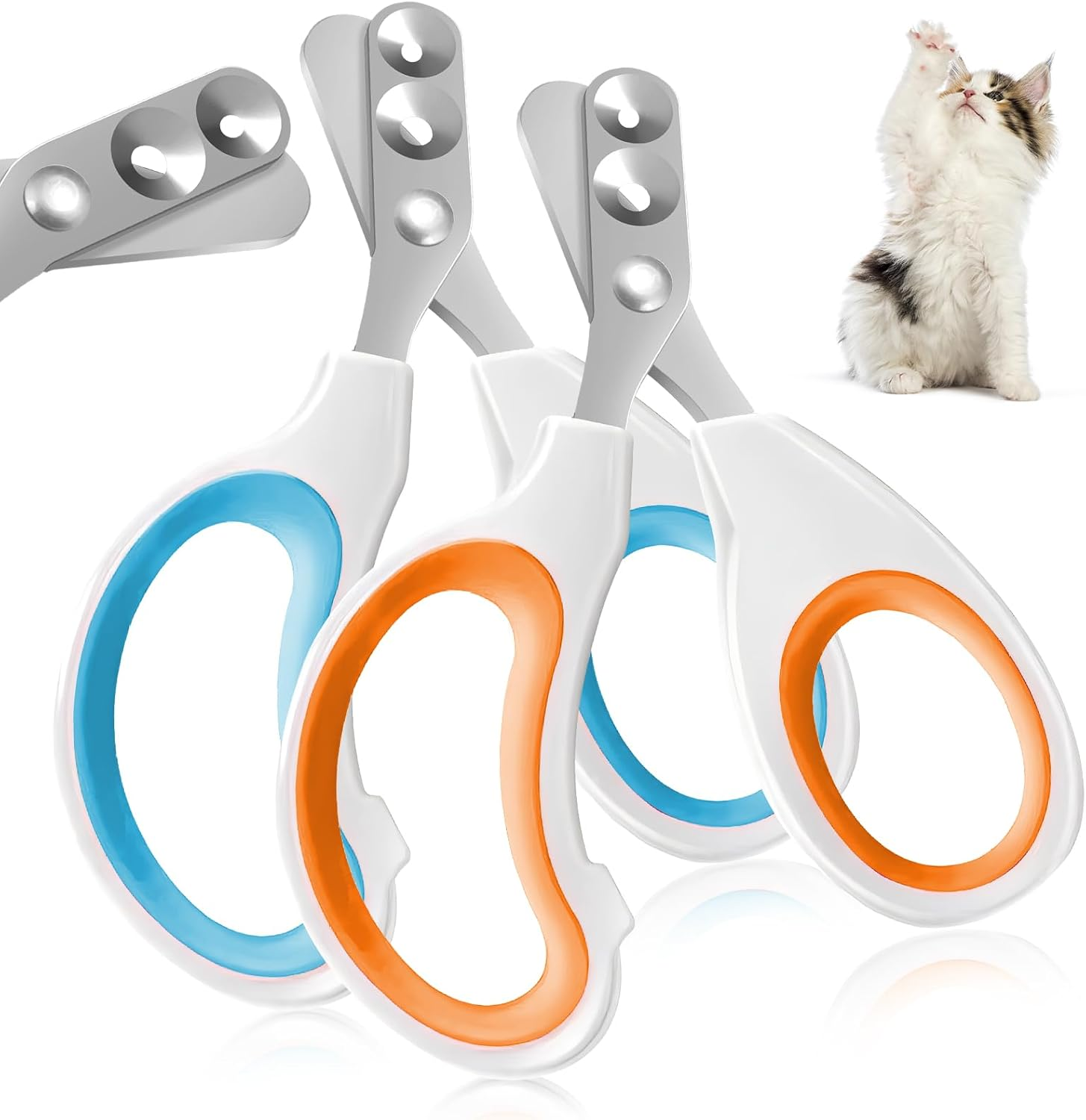 2 Pcs Cat Nail Clipper & Cat Claw Trimmer Set - Dual Hole Design for Safe & Precise Grooming, Professional Cat Claw Clippers for Cats, Kittens, Dogs, Puppies, Rabbits, Birds & Hamsters image number 3