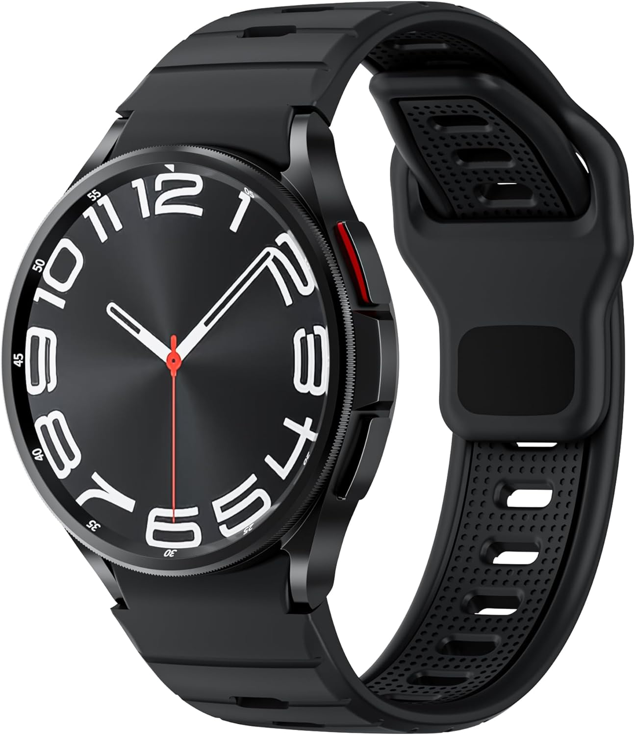 Silicone Band for Samsung Galaxy Watch 7/6/5/4 Band 40Mm 44Mm/Galaxy Watch 6 Classic 47Mm 43Mm/Watch 4 Classic 46Mm 42Mm/Fe 40Mm Men Women, Rugged No Gap Sport Band for Samsung Watch 5 Pro 45Mm