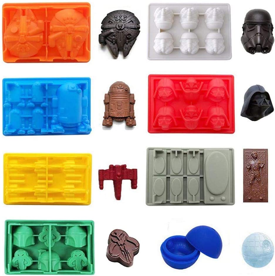 Fantasybear Bricks Mold,Silicone Molds Set for Building Blocks and Robots Birthday Cake Decoration Candy Molds Chocolate Molds Smile Ice Cube Candy Dessert Jello Molds (Robot Mold 3Pcs Set)