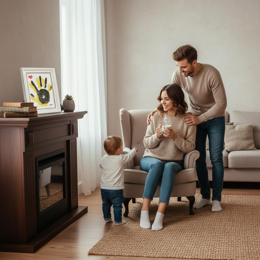 Family Handprint Kit, Baby Hand and Footprint Kit DIY Handmade Keepsake Wooden Frame Gifts for New Parents, Couple, Mother'S Day, Father'S Day, Christmas, Non-Toxic Paints image number 2