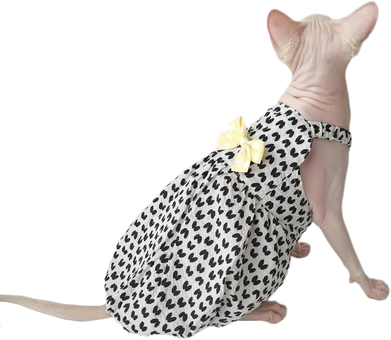 IUOUTG Girl Hairless Cats Clothes Summer Soft Sphynx Cat Shirt Cute Kittens Princess Dress with Bow Tie Cat Pullover Vest for Cats & Small Dogs Apparel image number 2