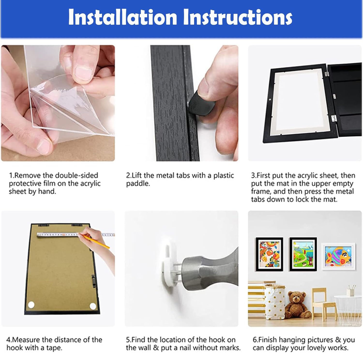 Tinyso A4 Kids Art Frame Front Opening,Children Artwork Picture Display Frames,Children Art Projects Picture Stroage Artwork Display Wall Art Frames Hold up to 150 Artworks for Kids Drawings Crafts Table Ornaments Decor (White) image number 4