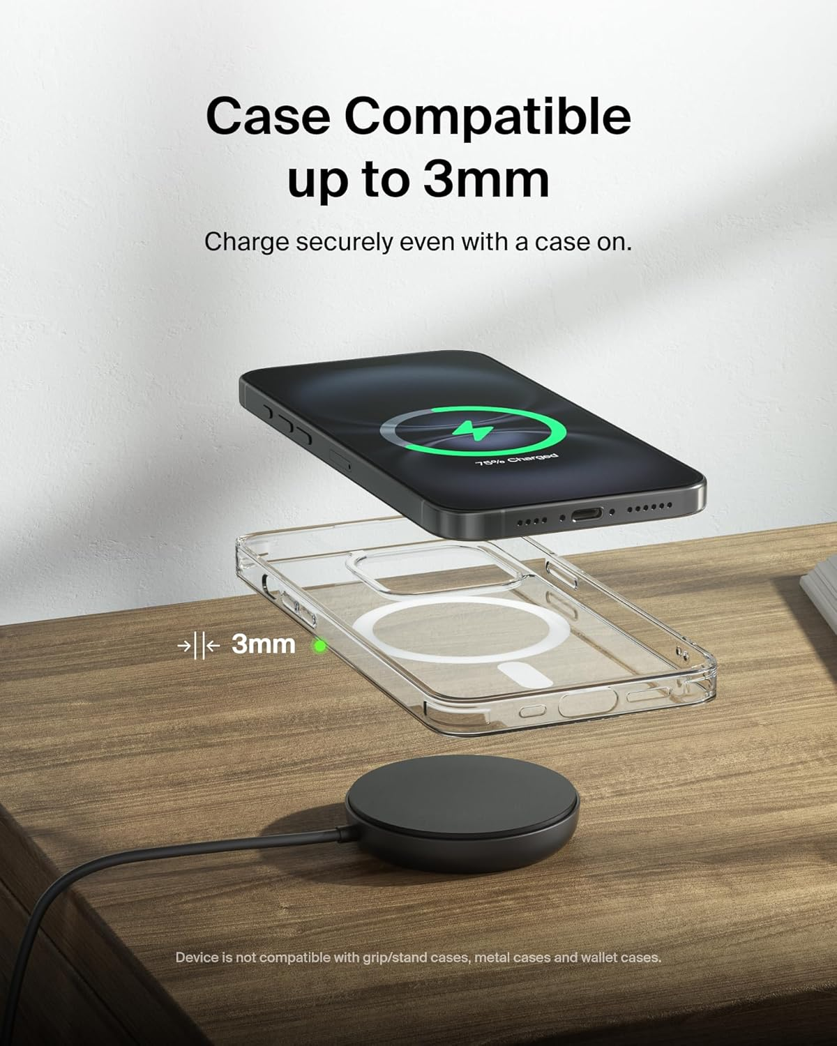 Belkin Magnetic Wireless Charging Pad 15W W/Pop-Up Stand - Magsafe-Compatible Qi2-Certified Wireless Charger for Iphone 16 Series, Samsung Galaxy S25 Series, Airpods image number 5
