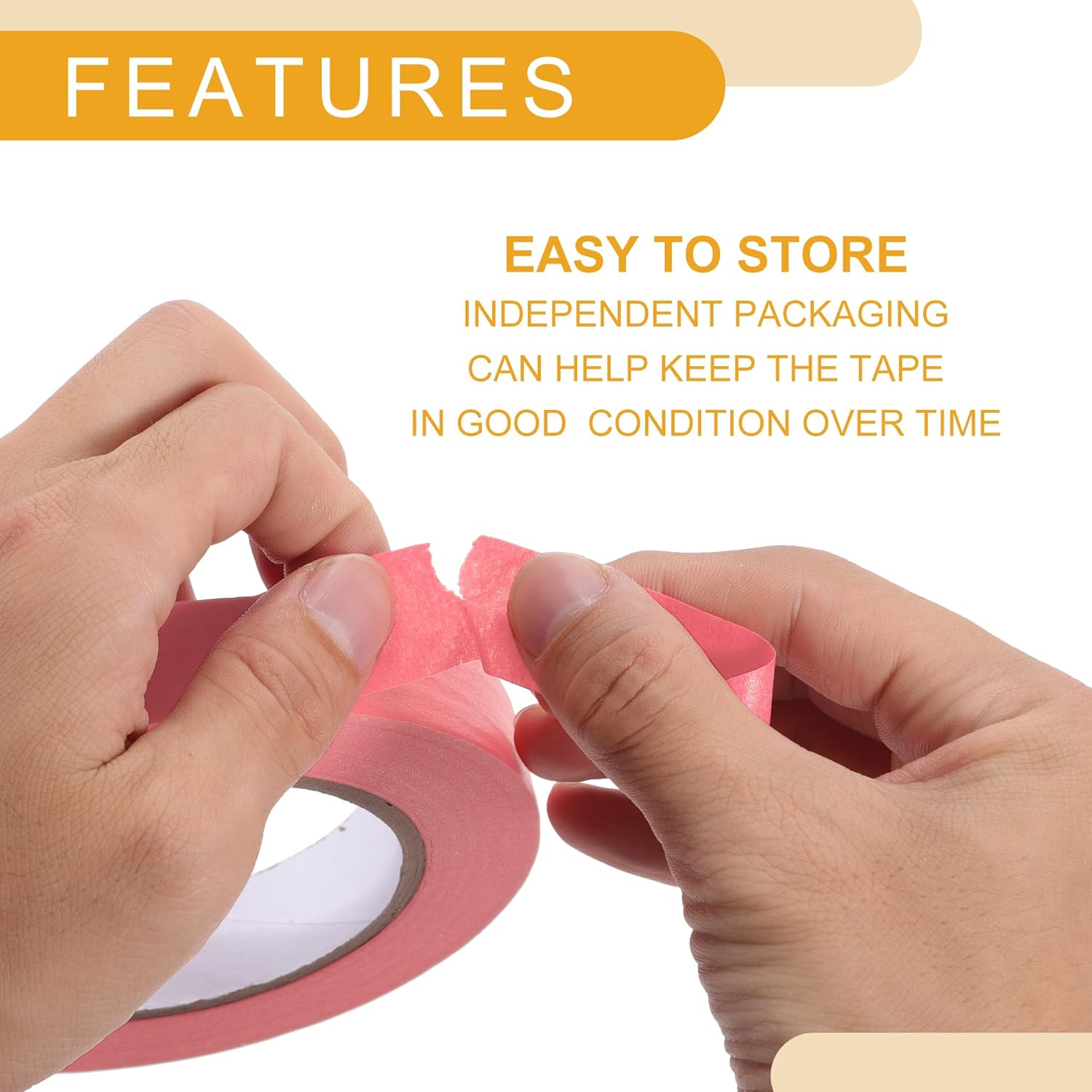 X AUTOHAUX 1 Pc 0.8 Inches X 54.7 Yards Universal Painters Tape - DIY Car Auto Paint for Masking Tape No Residue - Crepe Paper Pink image number 3