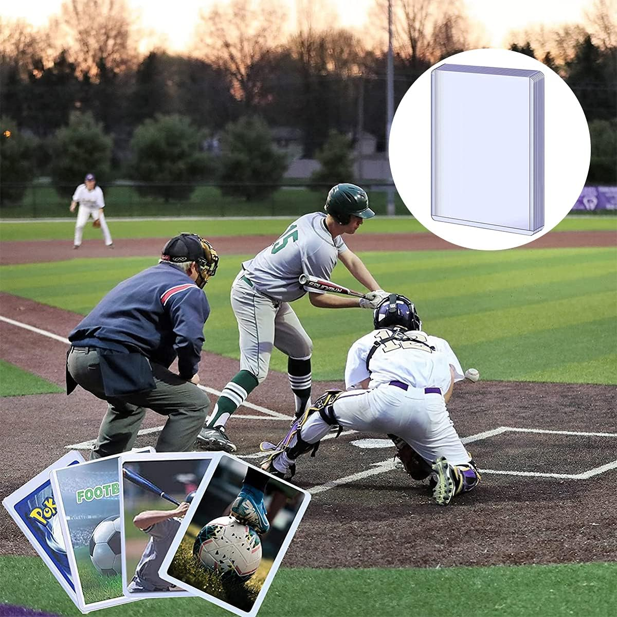 BEZANU Clear Card Protectors, 20 PCS Transparent Card Sleeves for Collecting Game Cards, Sports Cards (3 X 4 Inch) image number 2