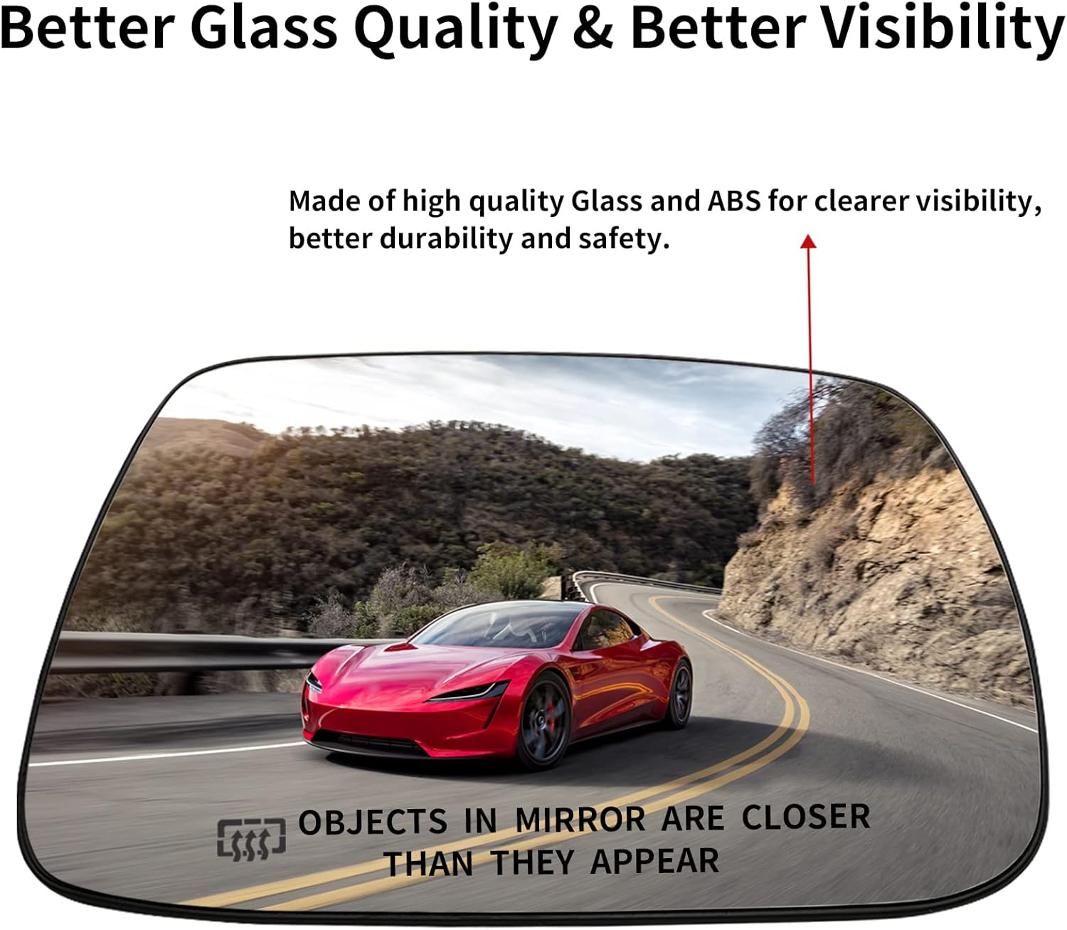 Right Side Mirror Replacement for 2005 2006 2007 2008 2009 2010 Jeep Grand Cherokee Mirrors Glass - Convex Mirror Glass, Right Side Rear View Mirror with Heated image number 2