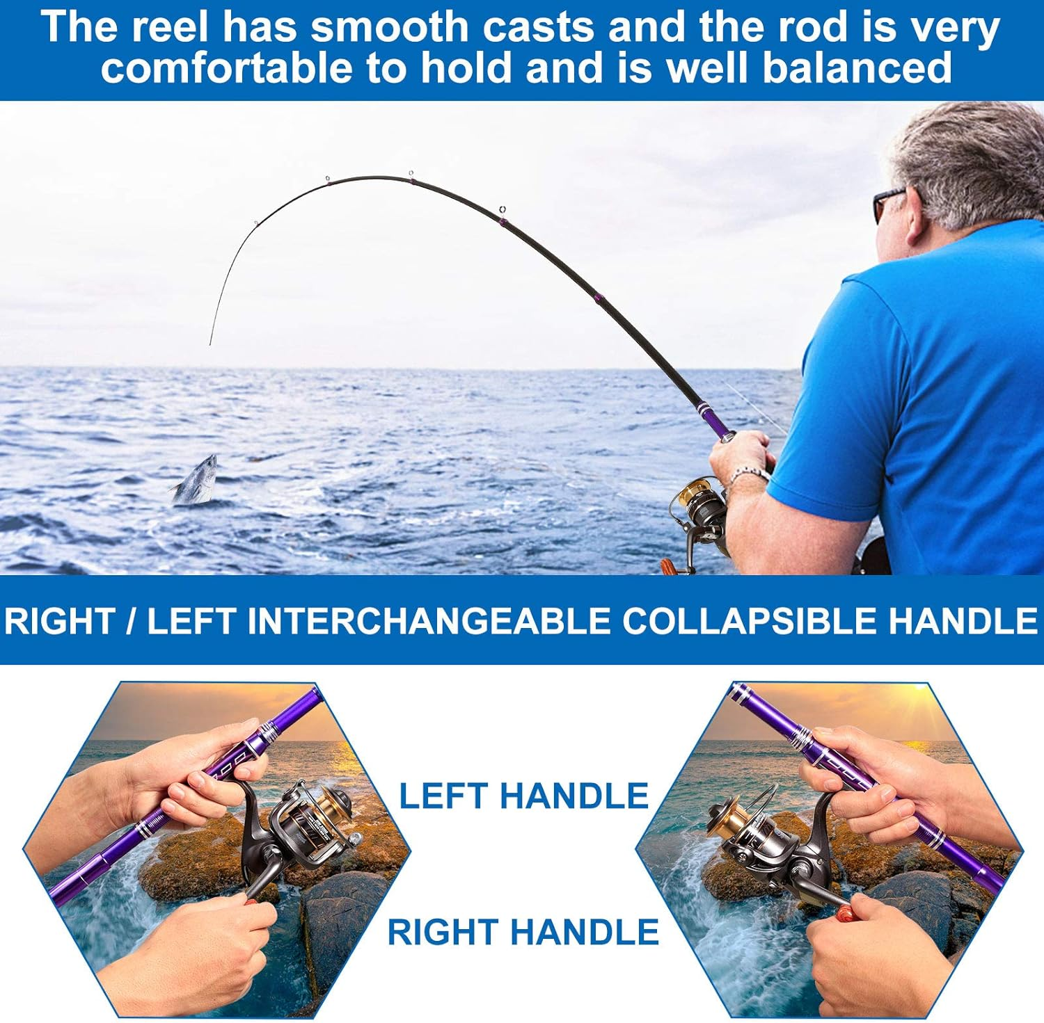 Telescopic Fishing Rod Kit, Carbon Fiber Fishing Pole and Reel Combos with Spinning Reel, Fishing Gears and Travel Bag for Saltwater Freshwater - Macaron Pink image number 7