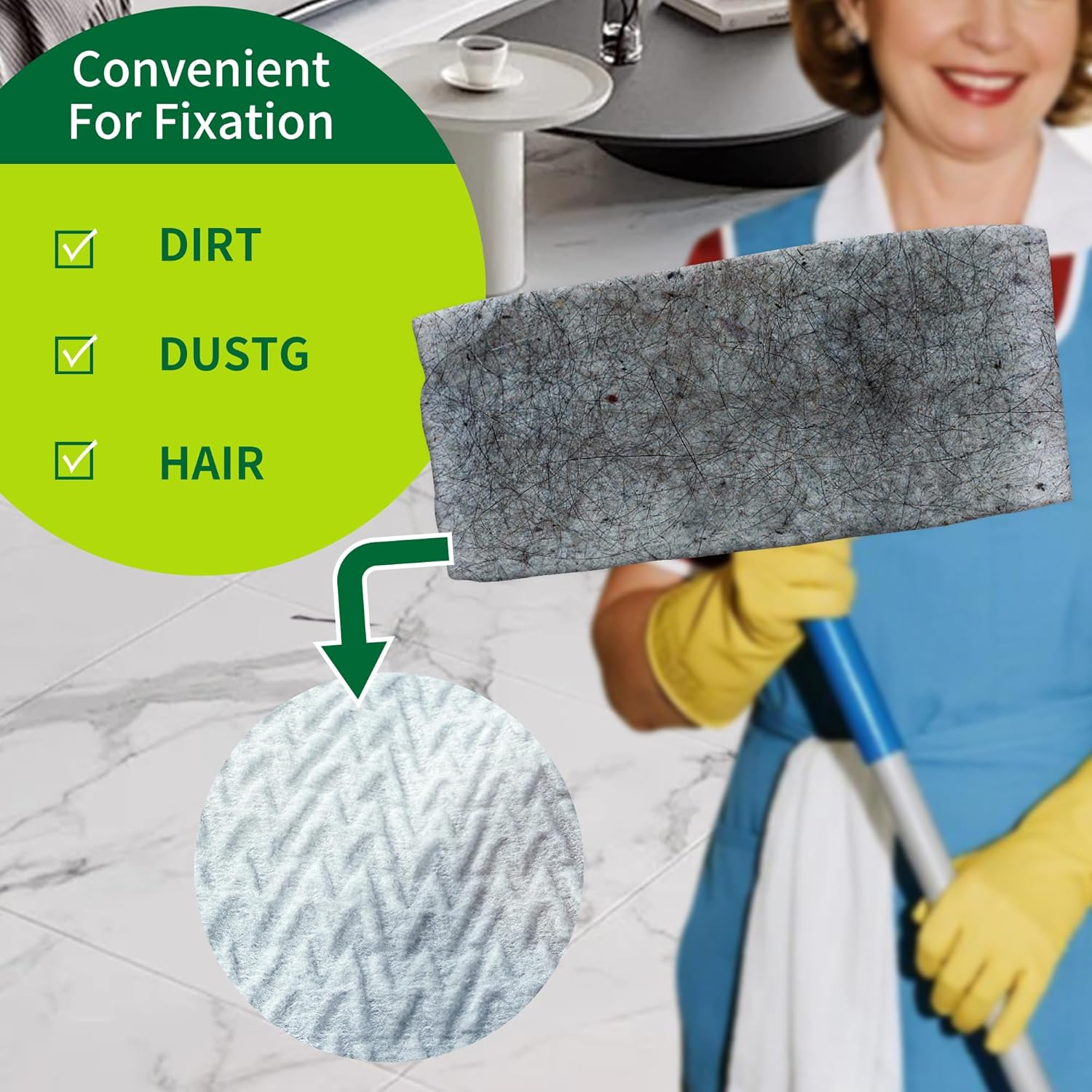 Dr.Easy Dry Sweeping Cloths,72Ct Disposable Mopping Pads Refil Pack,Fits SWIFFER Sweeper and Other Electrostatic Mop Heads for Floor Mopping and Cleaning.Bigger Size 8X11In,Catch& Lock Dirt & Hair. image number 4