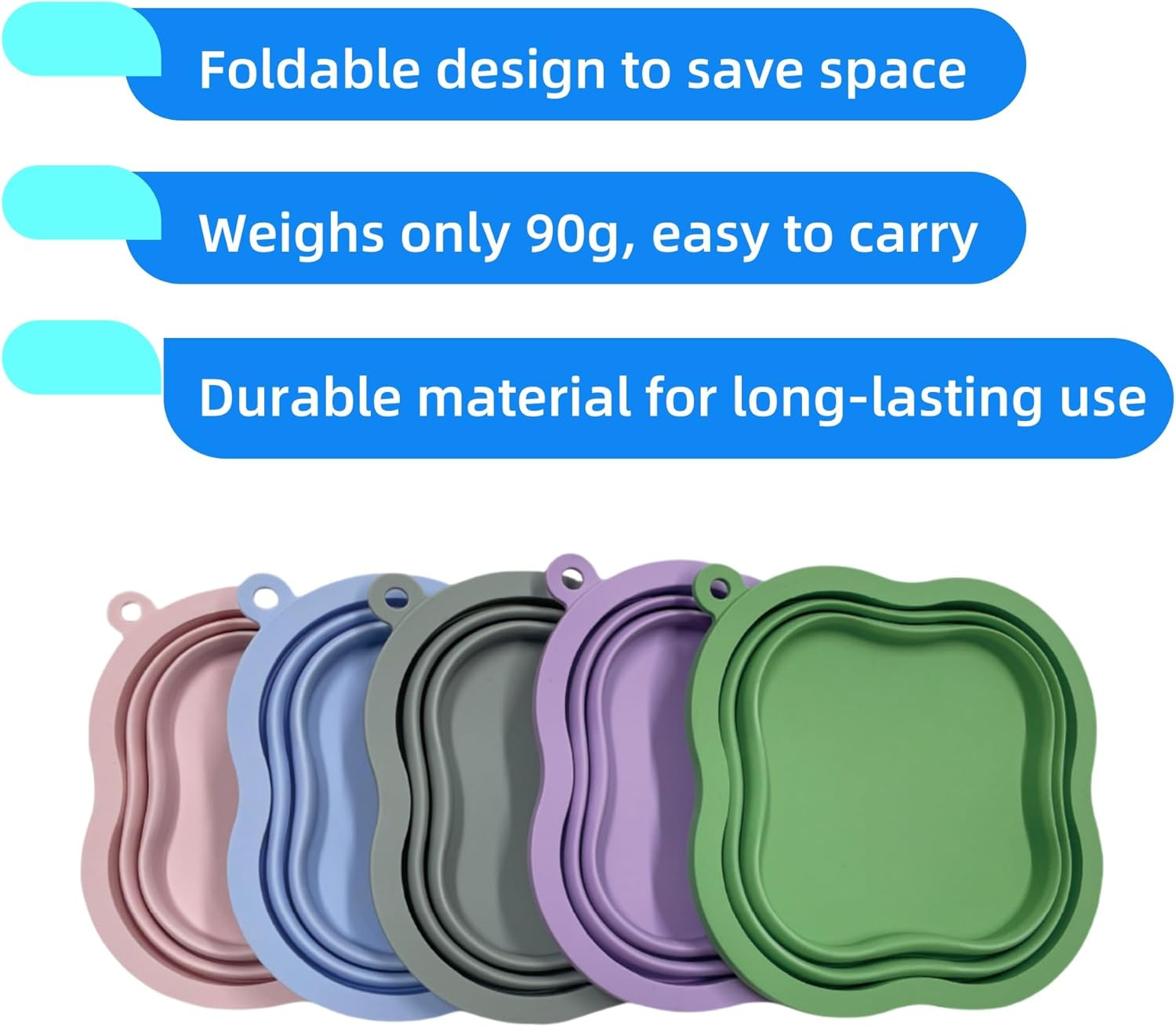Silicone Collapsible Dog Bowl 500Ml - Portable Foldable Travel Bowl with Carabiner Clip for Camping/Hiking (Fits Pets 5-50Kg) (Purple) - Blue image number 2