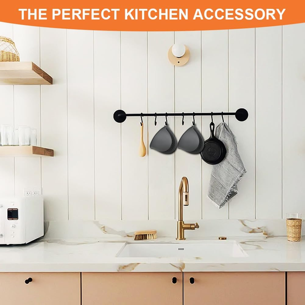 AUAUY 1 Pair Mini Silicone Oven Mitts, Heat Resistant Pot Holders Mitts, Cute Oven Pinch Grip Gloves, Small Potholders for Kitchen, Air Fryer Mitts Pair for Cooking, Baking and Grilling (Grey) - Mini Silicone-Grey image number 1