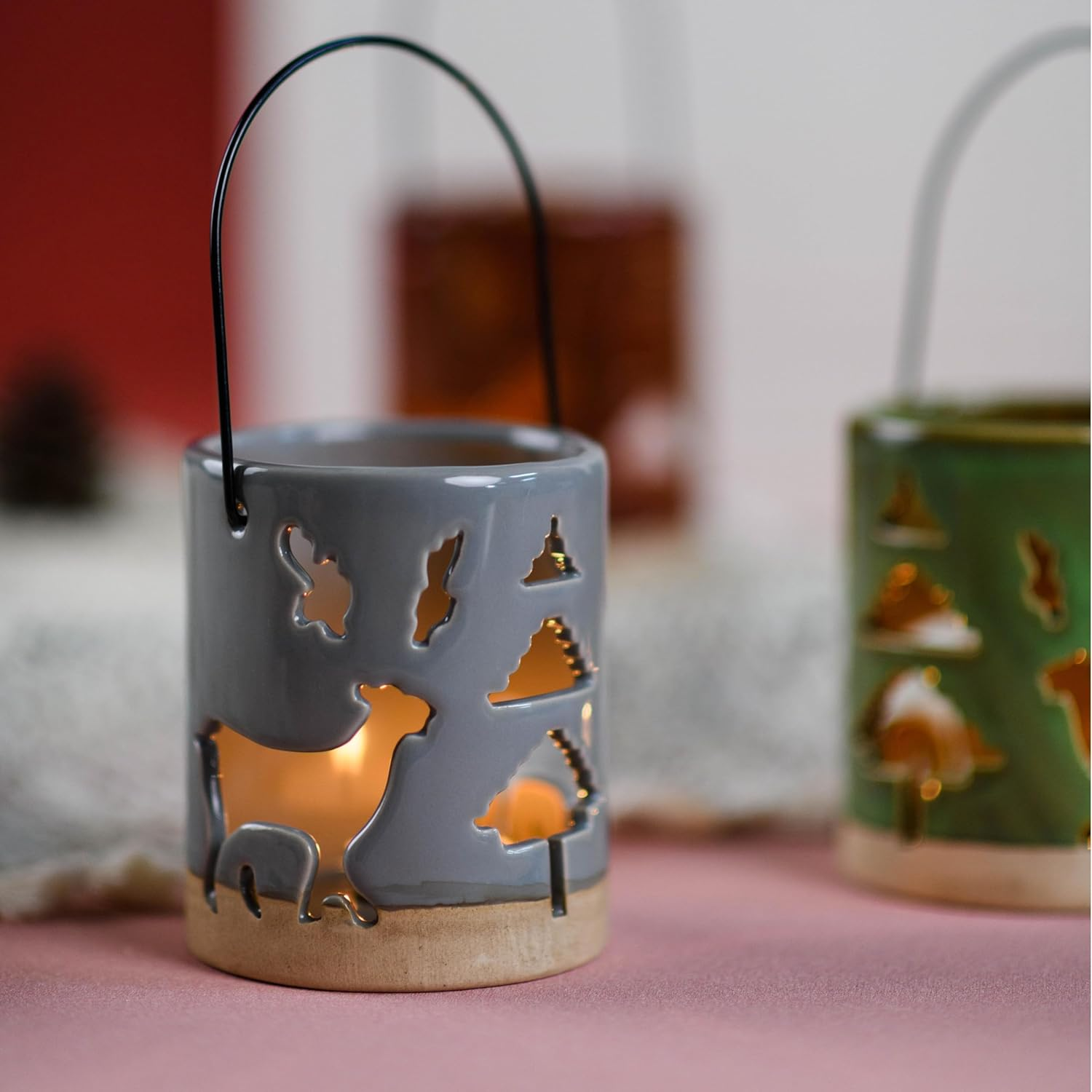 Ballarart CO Tealight Candle Holder Set of 3 - Ceramic Tea Light Candle Holder, Ceramic Home Decor for Table & Shelf, Romantic Valentines Day Gift image number 3