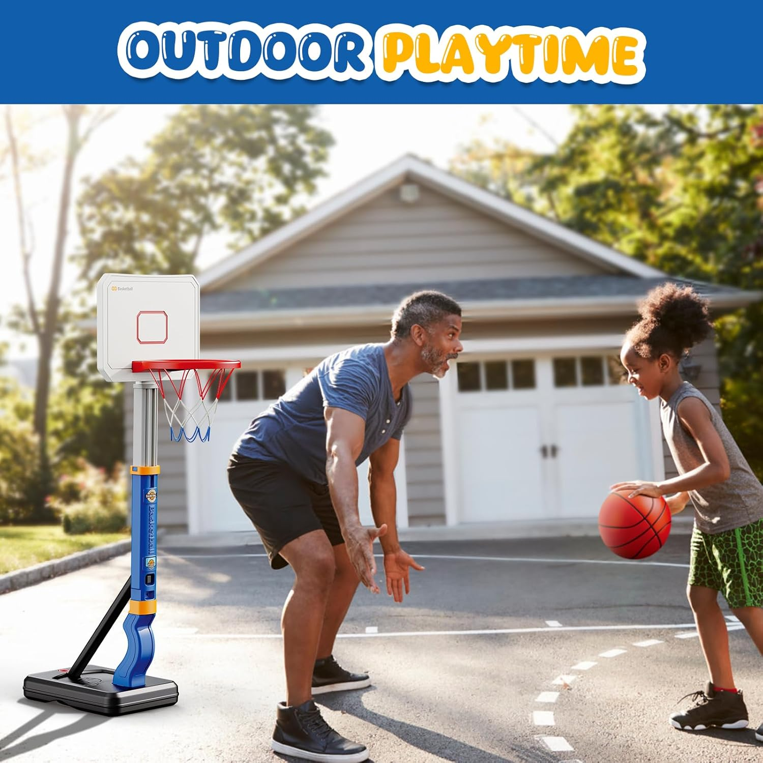 Toddler Basketball Hoop, Adjustable Height 2.3-4.5Ft Baby Basketball Goal Set with 4 Balls & Pump, Backyard Poolside Basketball Toy for Boys & Girls Birthday Gift image number 2