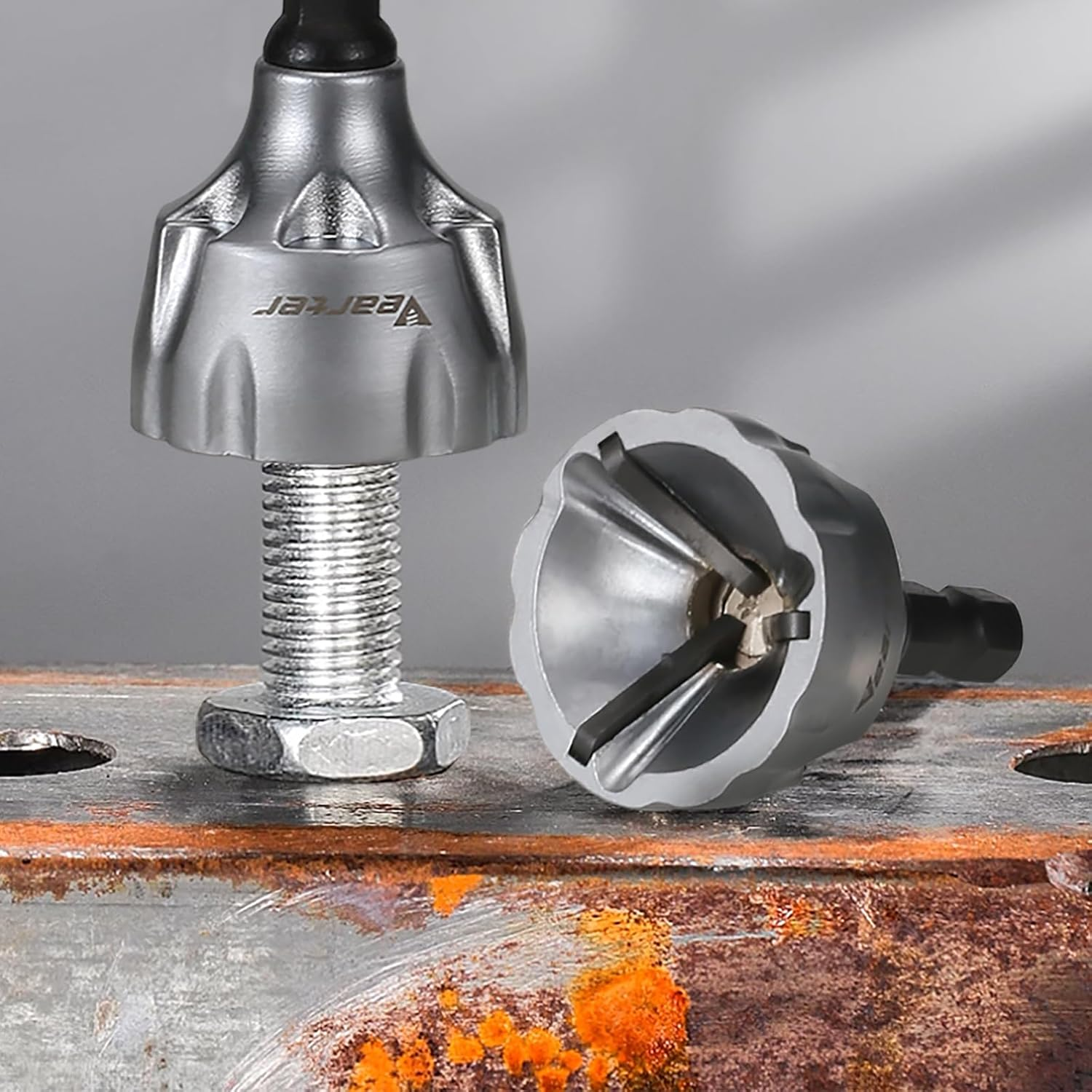 Vearter Deburring External Chamfer Tool for Metal, Countersink Chamfering Drill Bit with Carbide Blades, Bolt Thread Repair Tool Quick Release Hex Shank Fits 3Mm to 19Mm image number 1