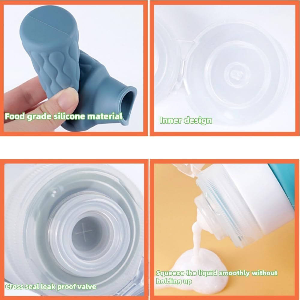 4 Pack Travel Bottles for Toiletries with Labels, 100 Ml Silicone Travel Bottles Set with Clear Zipper Toiletry Bag, Leakproof Refillable Squeeze Travel Size Containers for Shampoo Conditioner image number 3