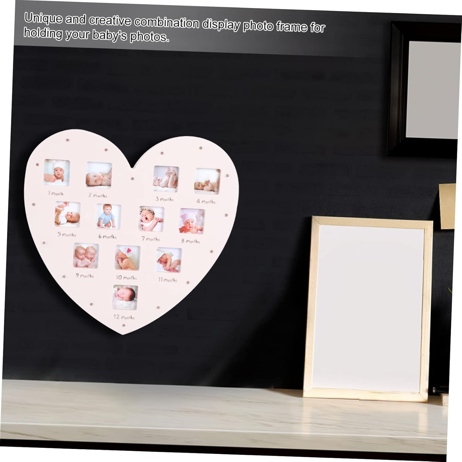 Growth Record Photo Frame Shape Picture Frame for First Year Boy Girl Month Milestone Display image number 3