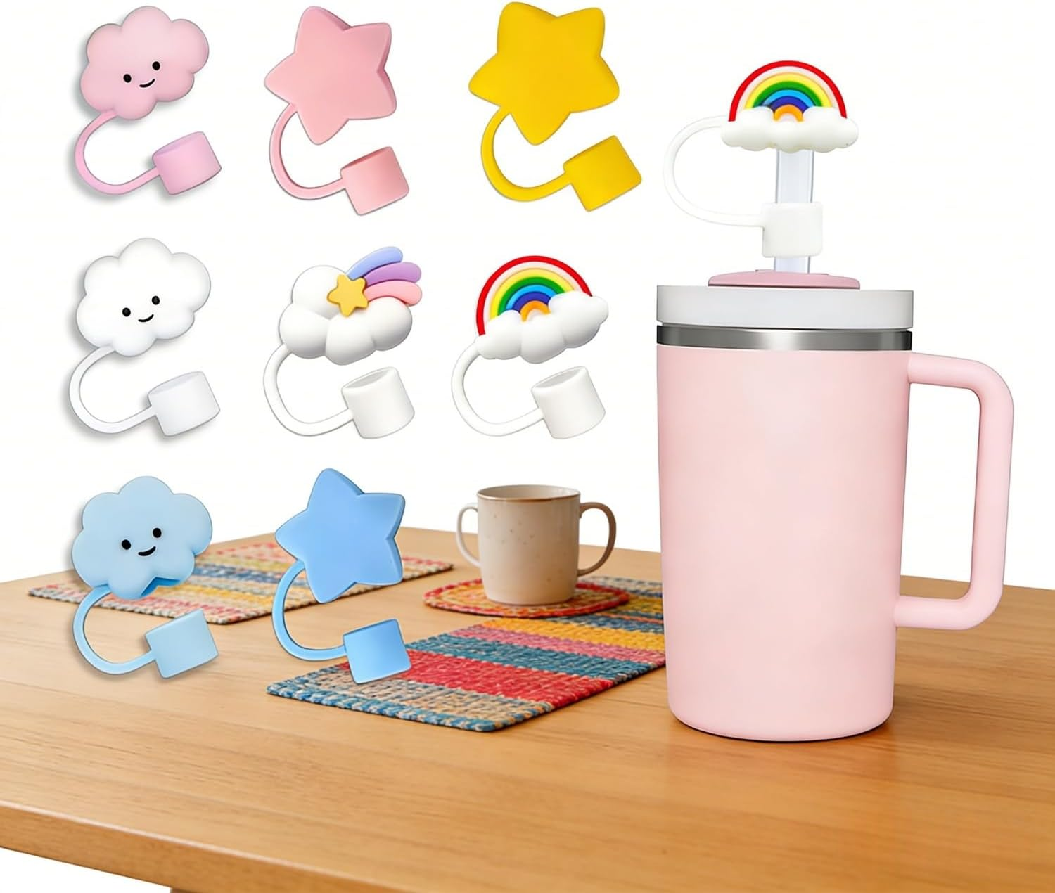 8 Piece Silicone Straw Cap, 10Mm Thick, Suitable for 30/40-Ounce Stanley Cups, Reusable Straws Cover Cap