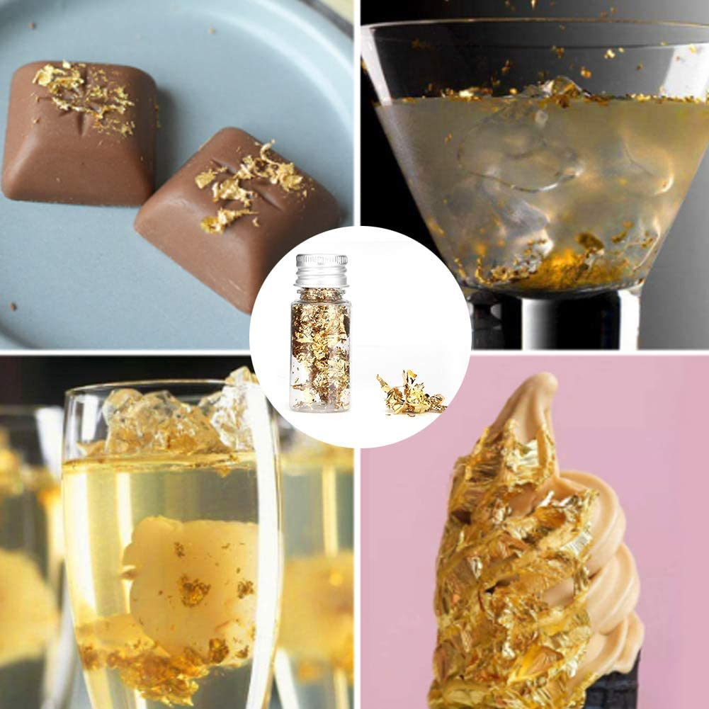 Stylish Food Decoration Non-Toxic Food Gold Foil, Gold Leaf Flakes, Bars for Families image number 6