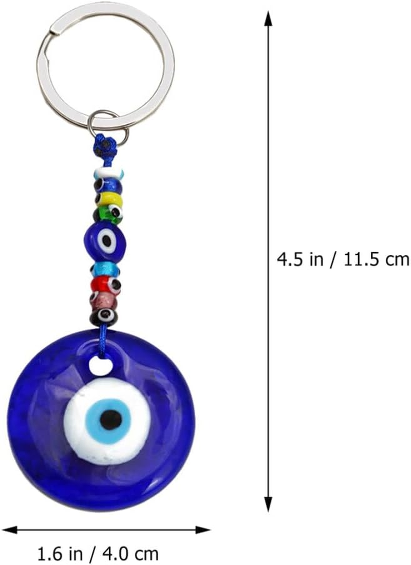 HOLIDYOYO Turkish Devils Eye Pendant, Bule Evil Eye Keyring, Blessing Protection Pendant, Handmade Hand Key Holder for Car Backpack Decor image number 1
