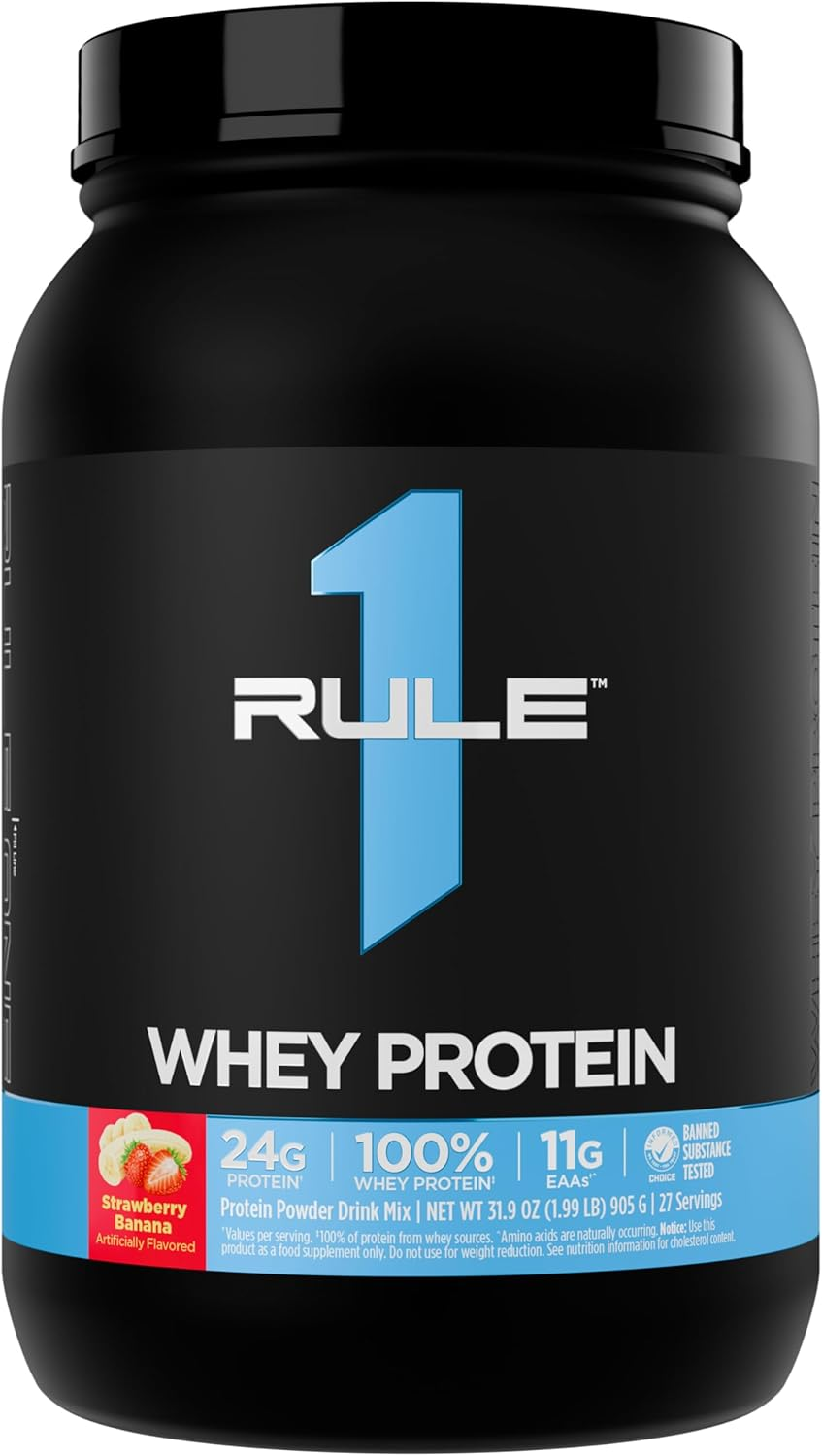 Rule 1 Whey Blend Powder 905 G, Strawberry Banana (27 Servings) image number 3