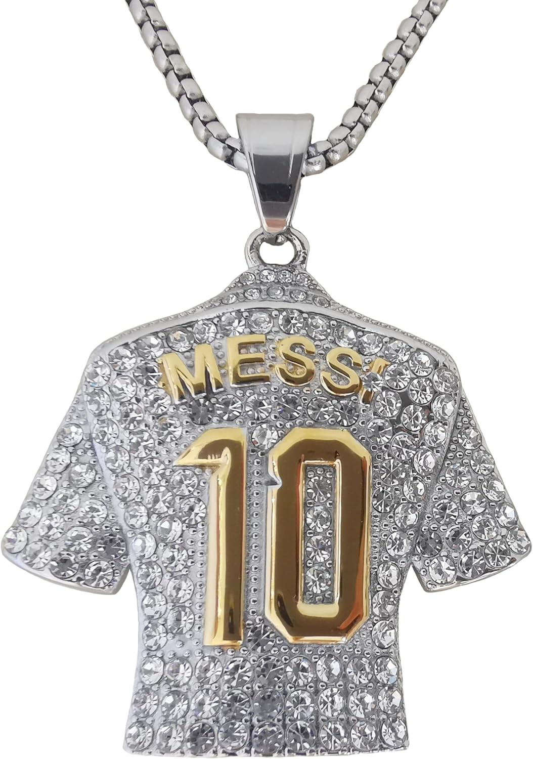 Toogod 18K Gold-Plated | Silvery-Plated Argentina 10 Soccer Jersey Number 10 Necklace | No.10 Football Star Necklace | Soccer Player Miami 10 Pendant Hip Hop Necklace for Men Women 24&lsquo;&rsquo;