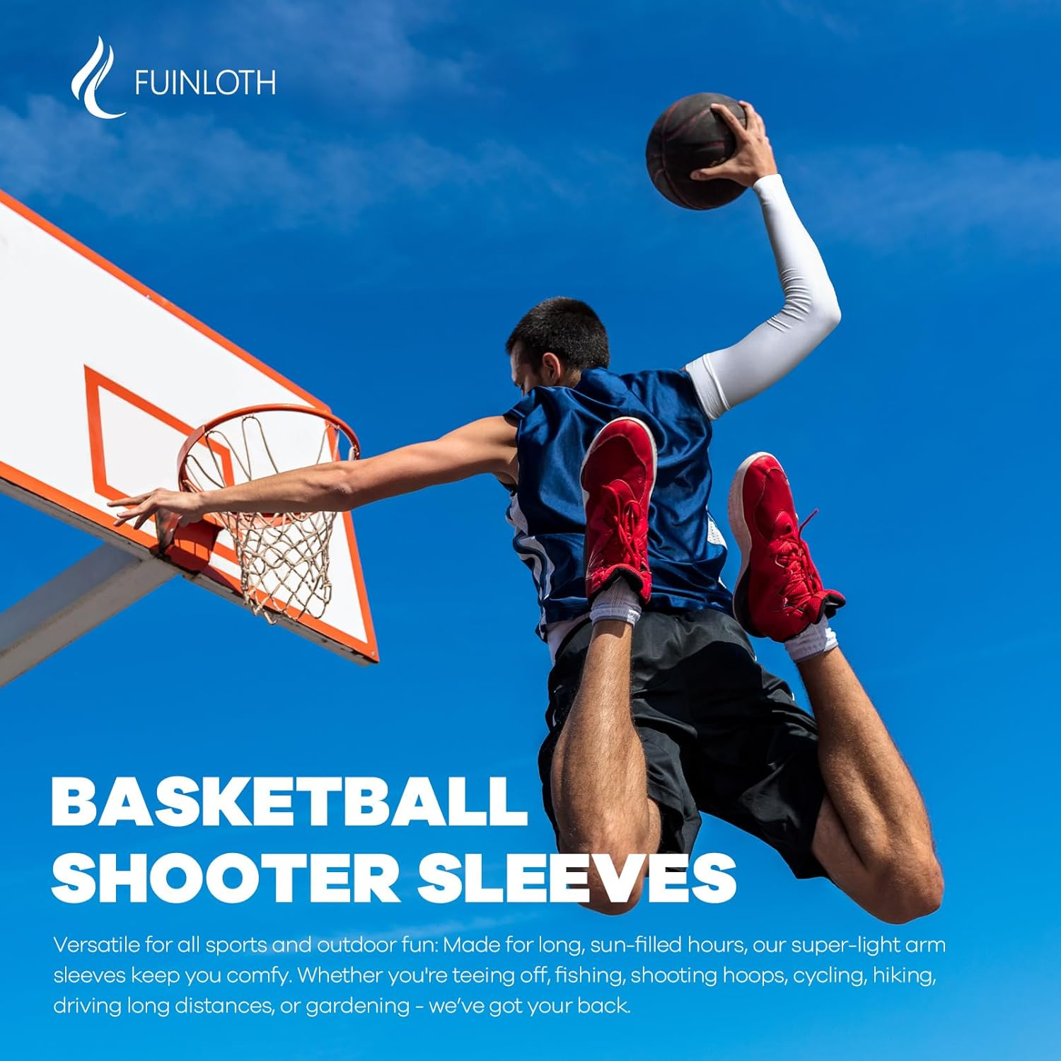 Fuinloth Arm Sleeves, Cooling UV Sun Protection Sports Gaming Compression for Men/Women - 2 Pairs - 2 Black image number 3